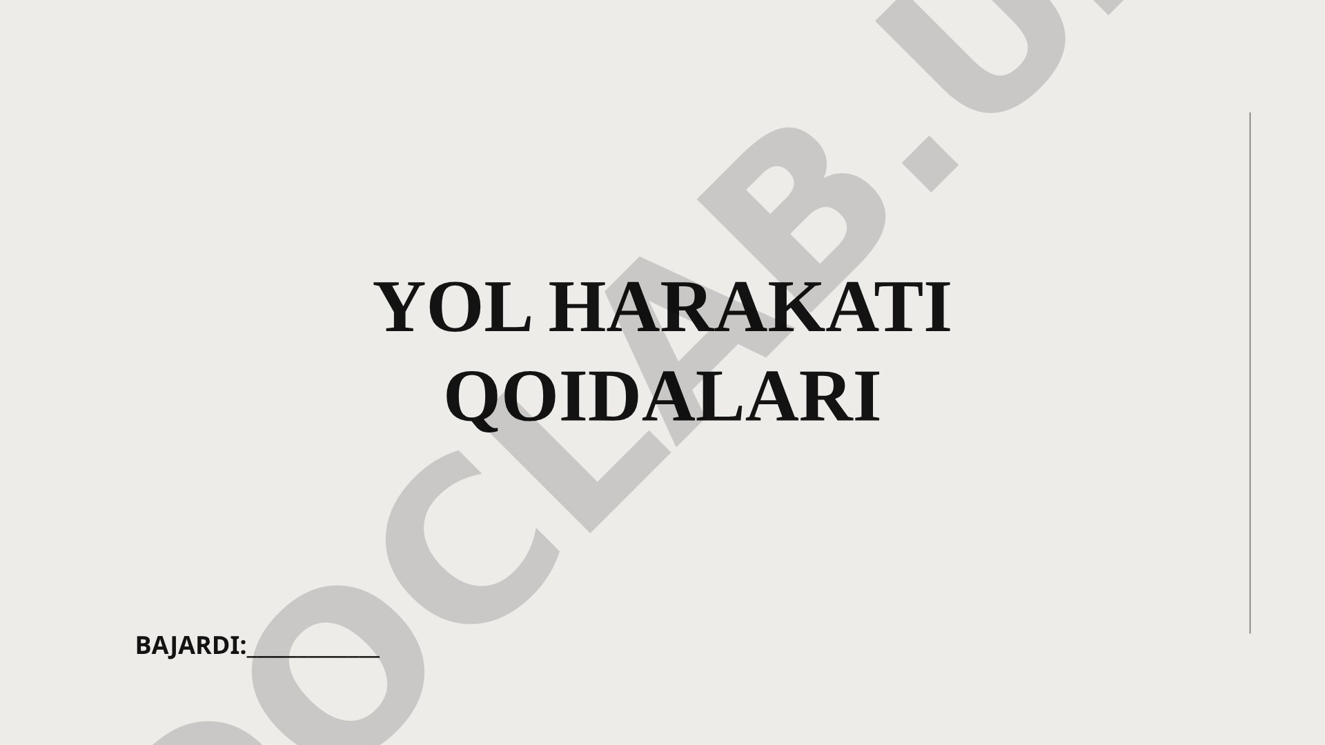 YHT tushunchasi, transport xavfsizligini ta'minlash qoidalari, piyoda va haydovchi