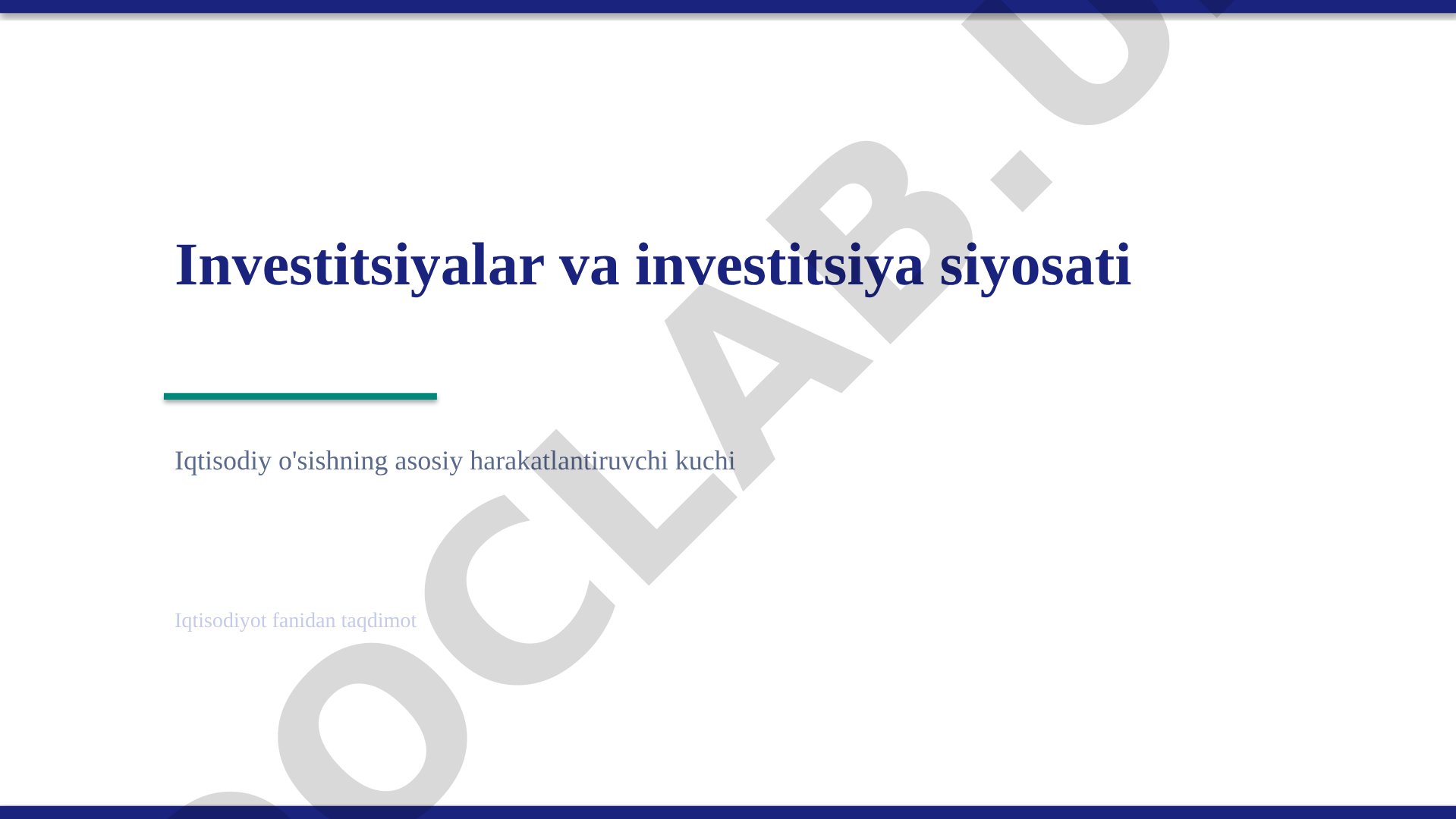Investitsiyalar va investitsiya siyosati