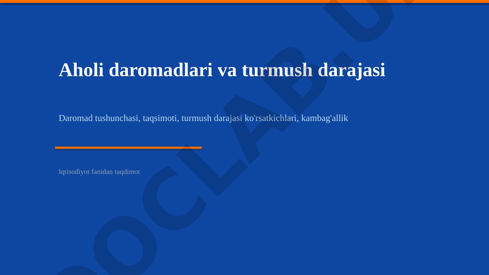 Aholi daromadlari va turmush darajasi