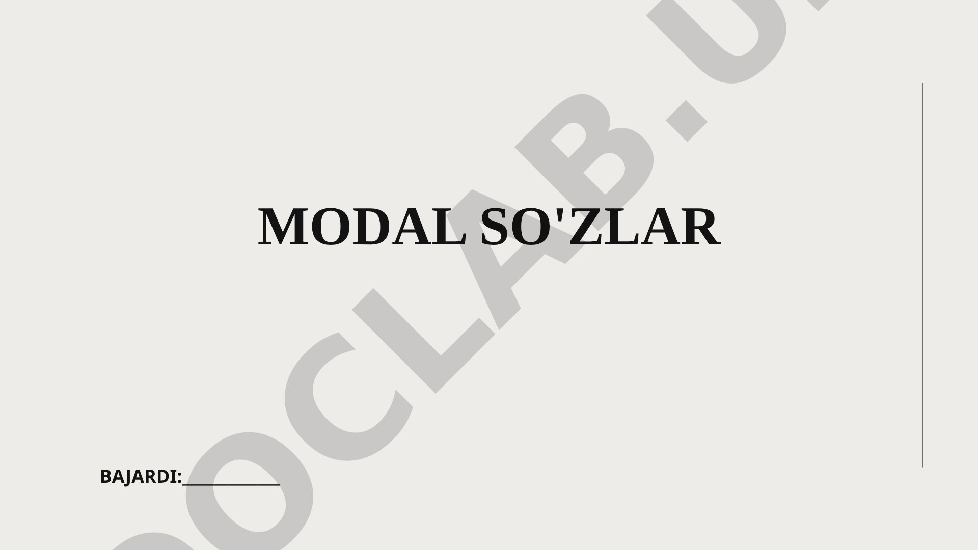 Modal so'zlar tushunchasi, turlari va ahamiyati yoritilgan