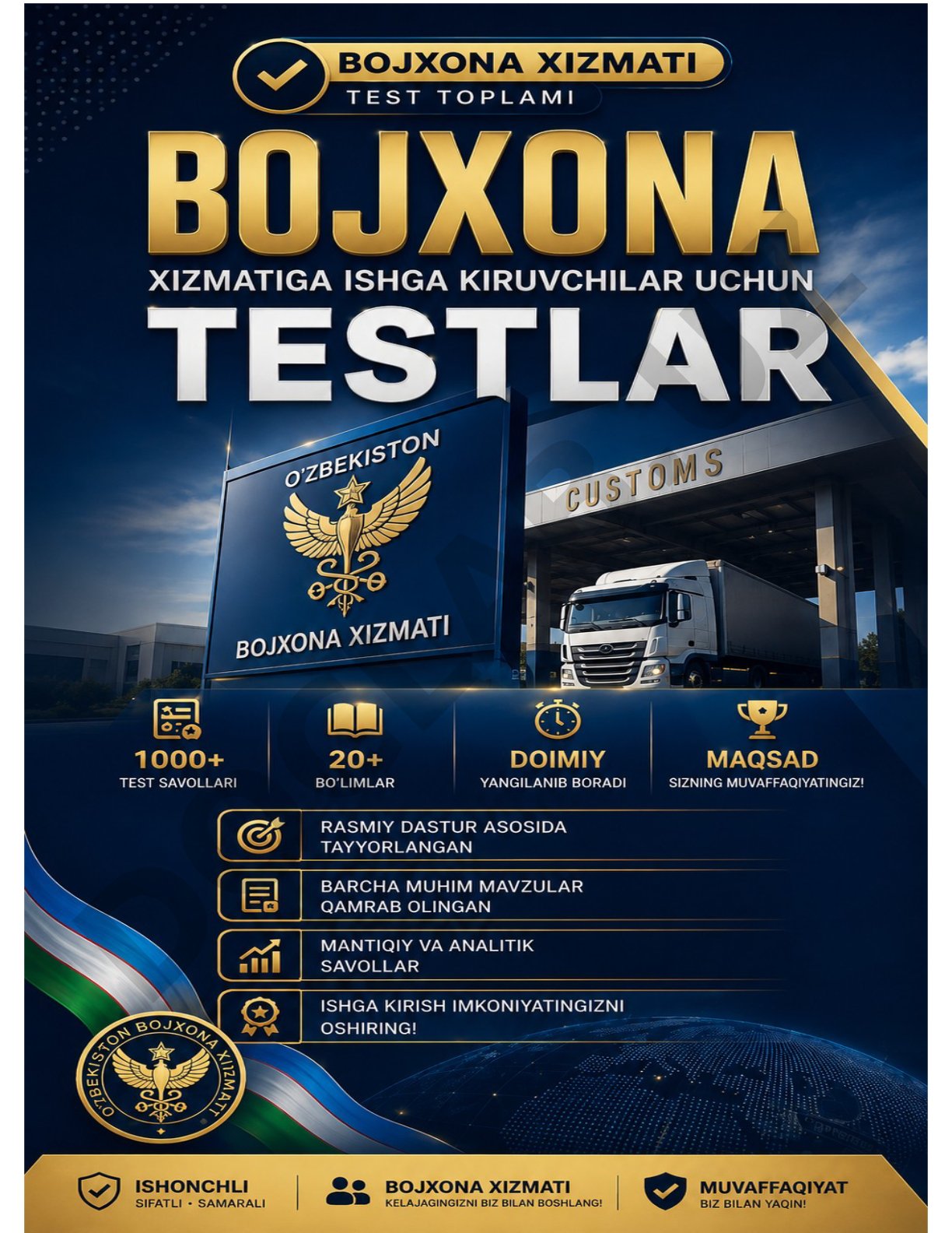 Bojxona akademiyasi 175 ta test