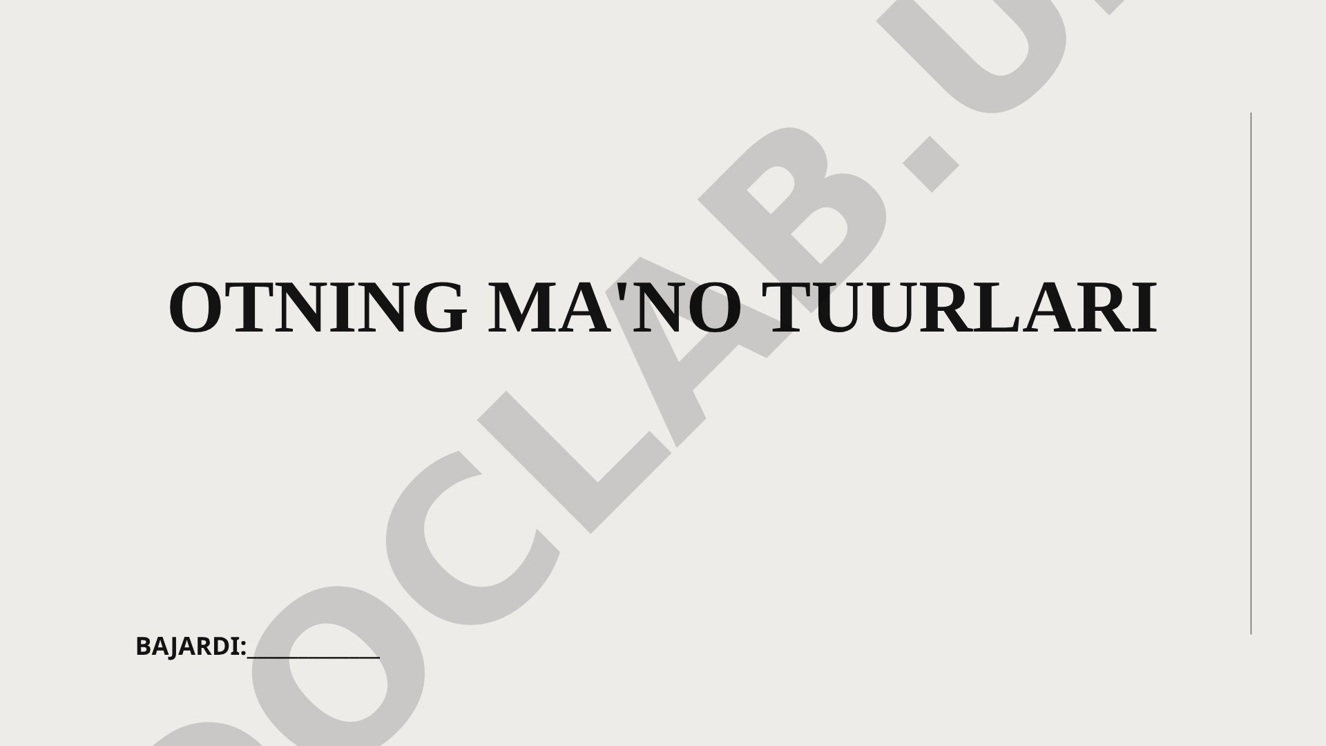 Ot tushunchasi va uning ma'no turlari haqida