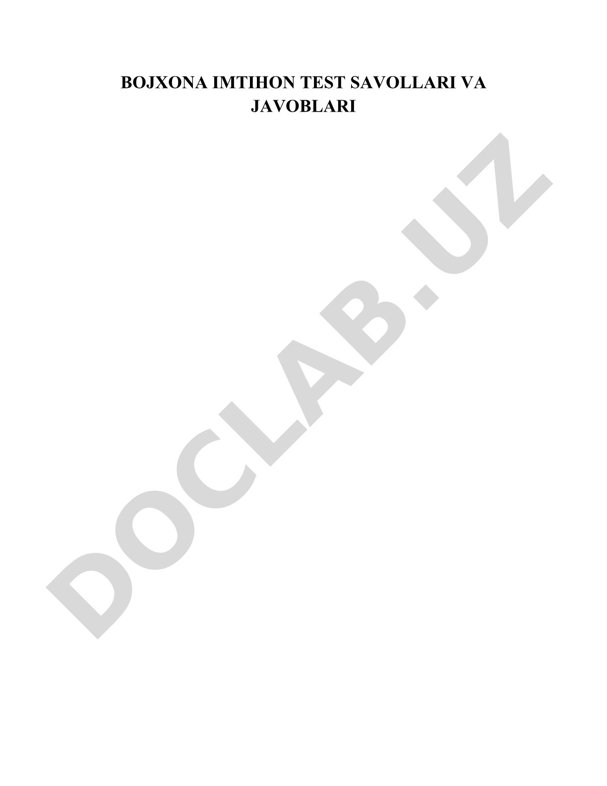 Bojxona imtihon test savollari va javoblari
