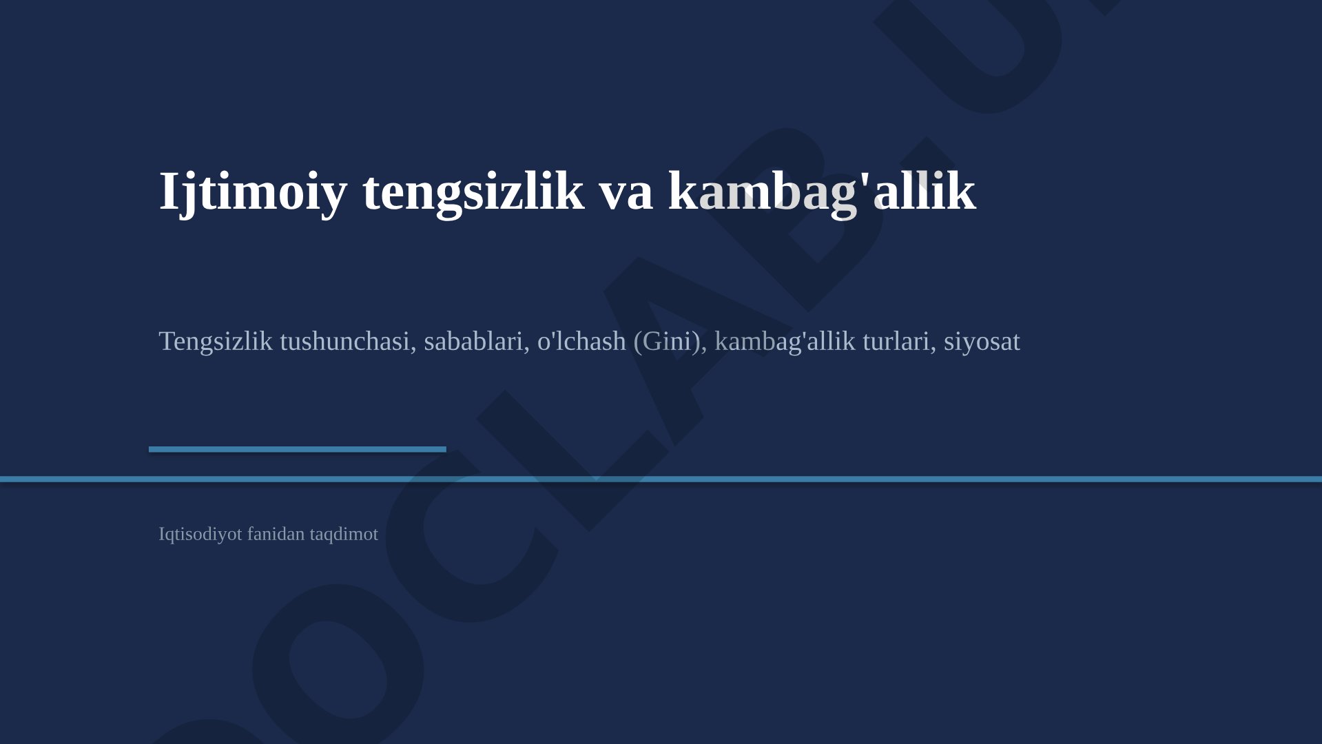 Ijtimoiy tengsizlik va kambag'allik