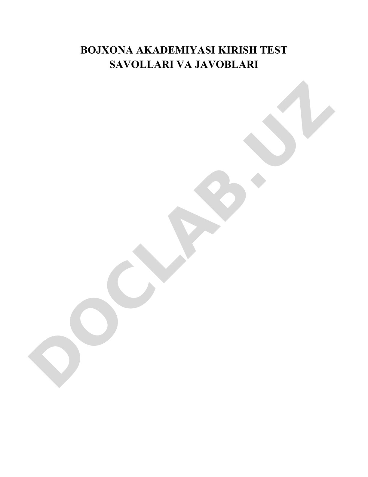 Bojxona akademiyasi kirish test savollari va javoblari
