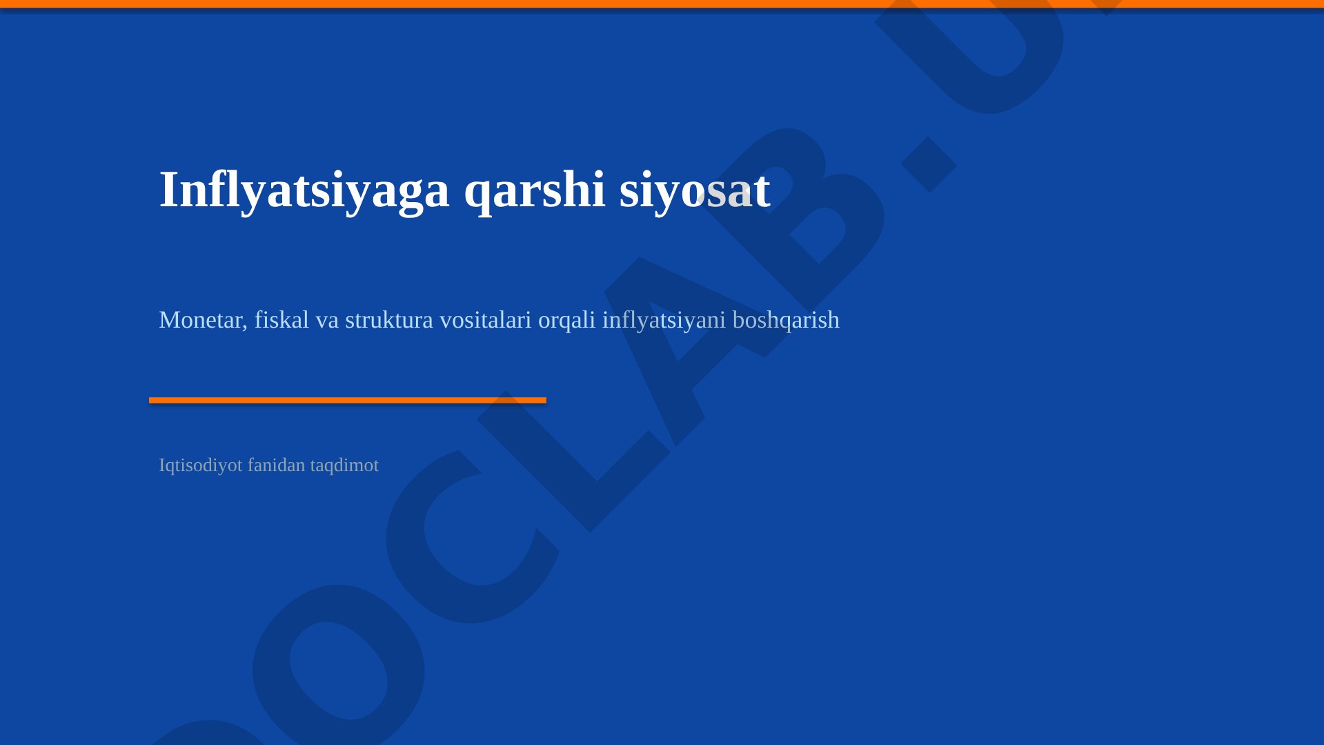 Inflyatsiyaga qarshi siyosat Monetar, fiskal va struktura vositalari orqali inflyatsiyani boshqarish