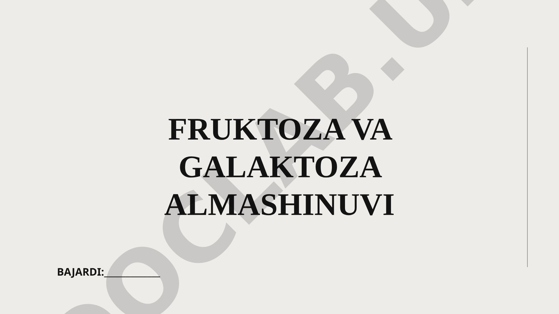 Fruktoza va galaktoza almashinuvi