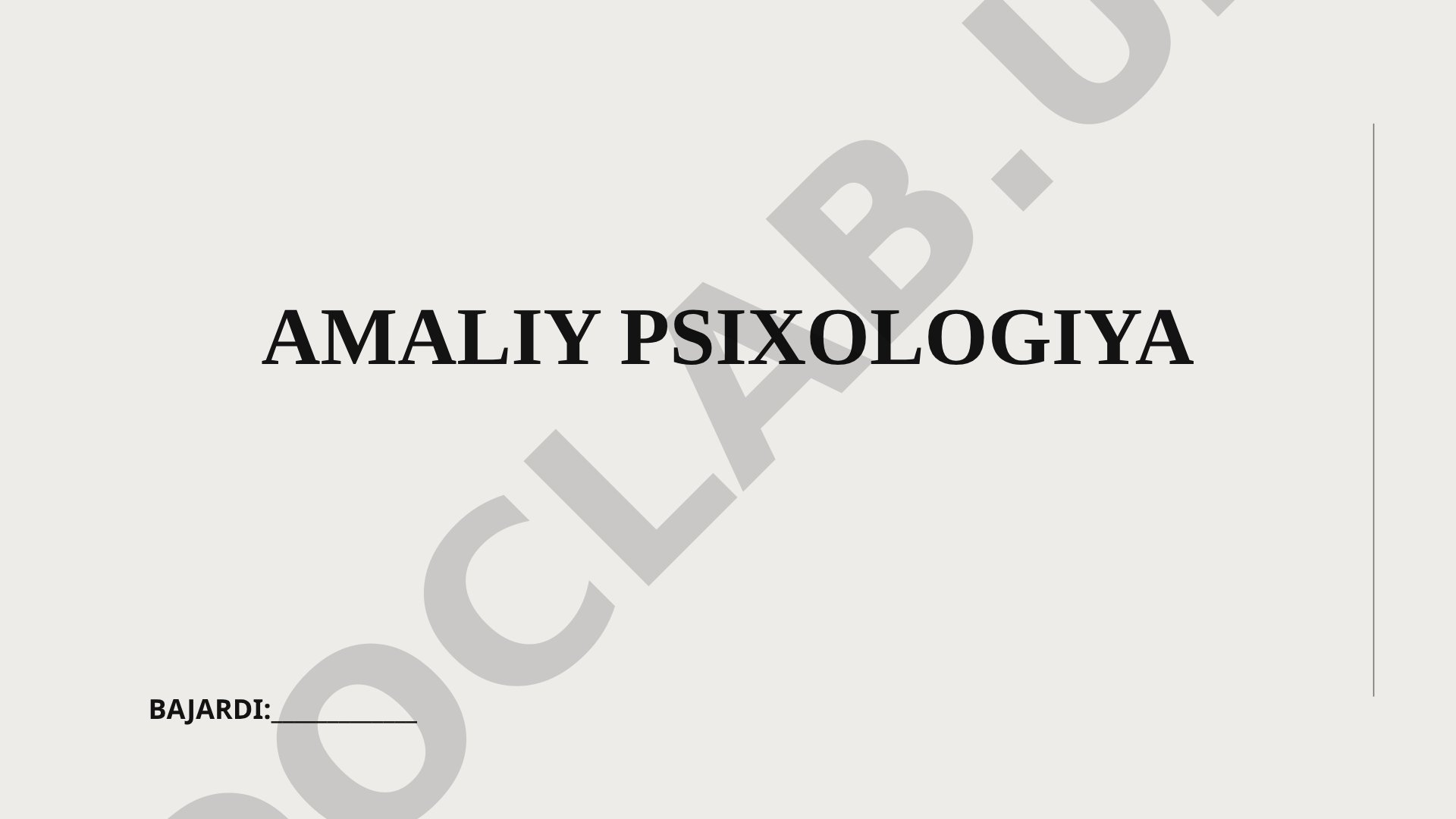 Amaliy psixologiya kursi, uning ahamiyati va amalda qo'llanilishi haqida