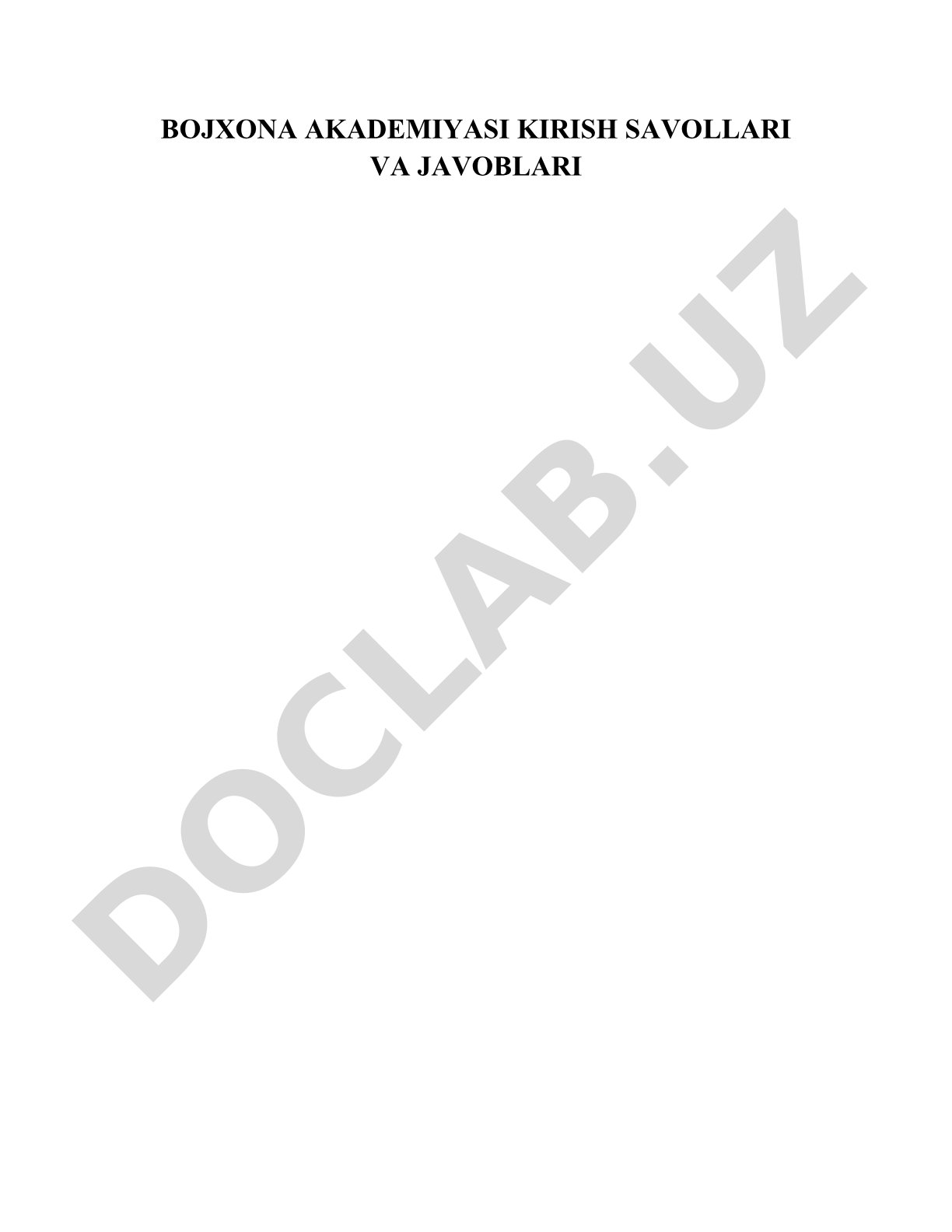 Bojxona akademiyasi kirish savollari va javoblari