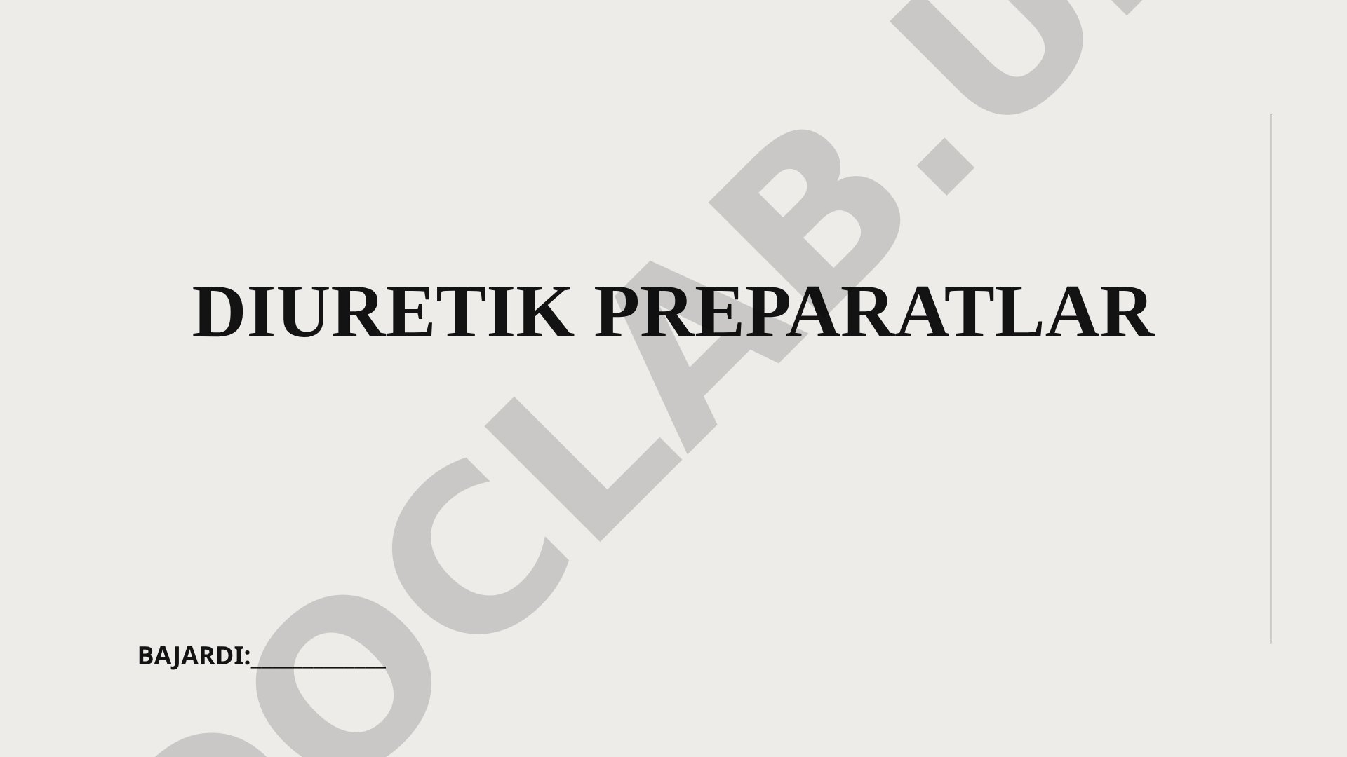 Diuretik preparatlar tushunchasi, turlari va qo'llanilishi haqida taqdimot