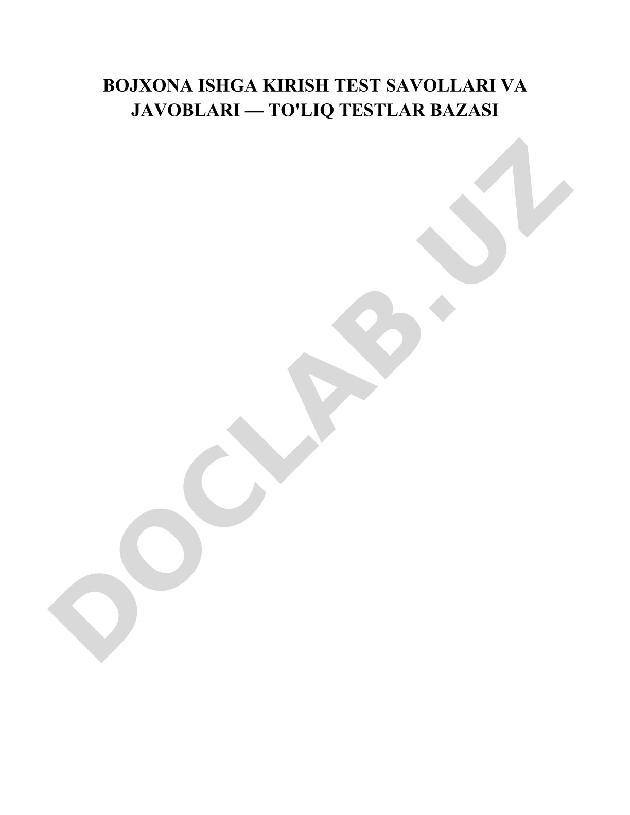 Bojxona ishga kirish test savollari va javoblari
