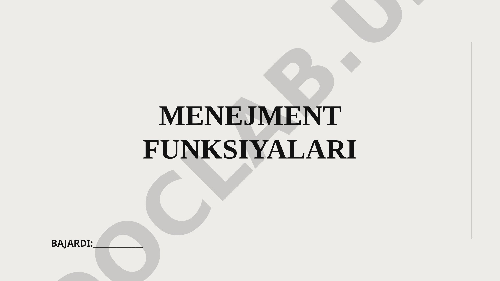 Menejmentning asosiy funksiyalari: rejalashtirish va boshqaruv tushunchalari