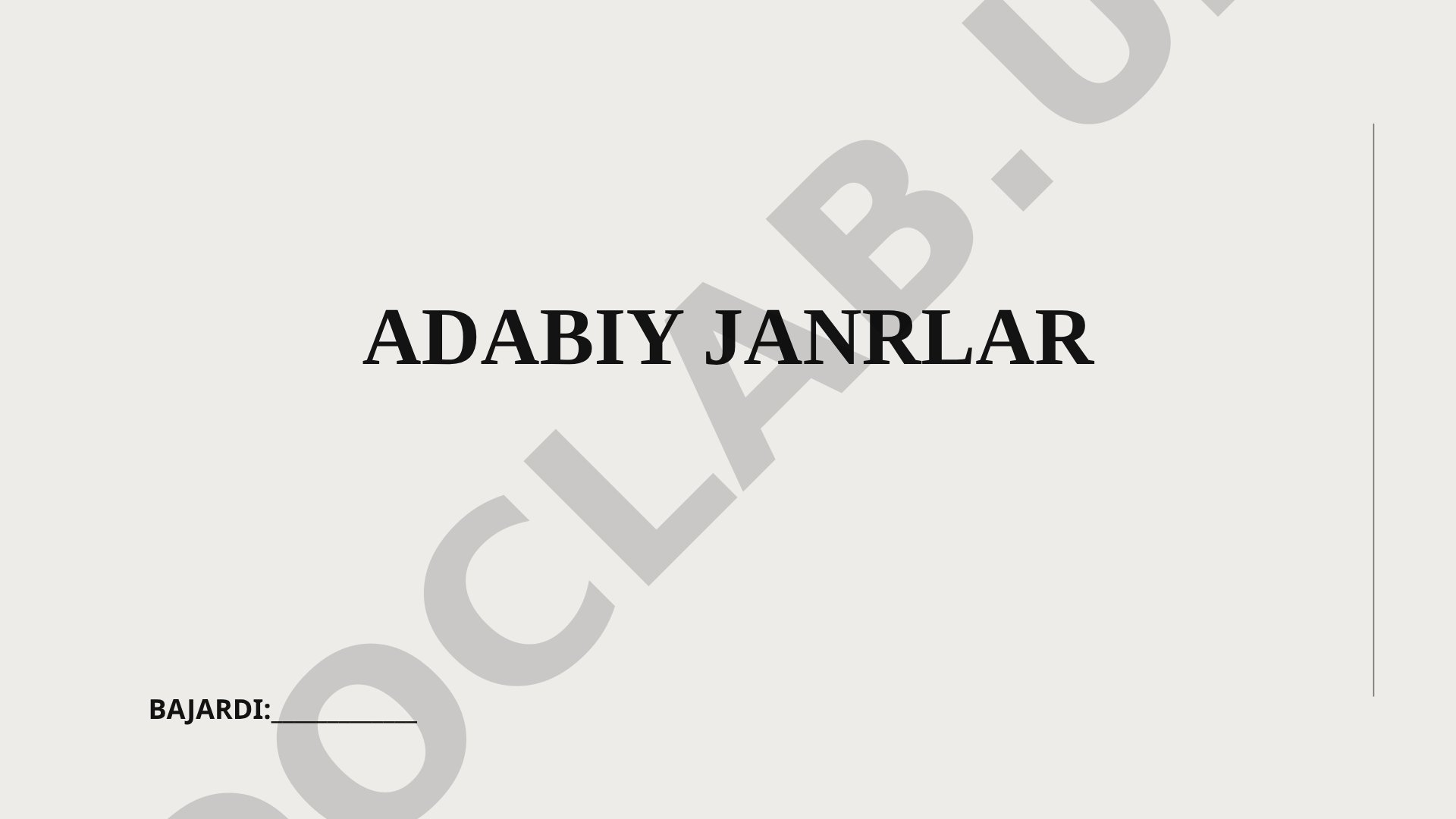 Adabiy janrlar tushunchasi, turlari va xususiyatlari haqida