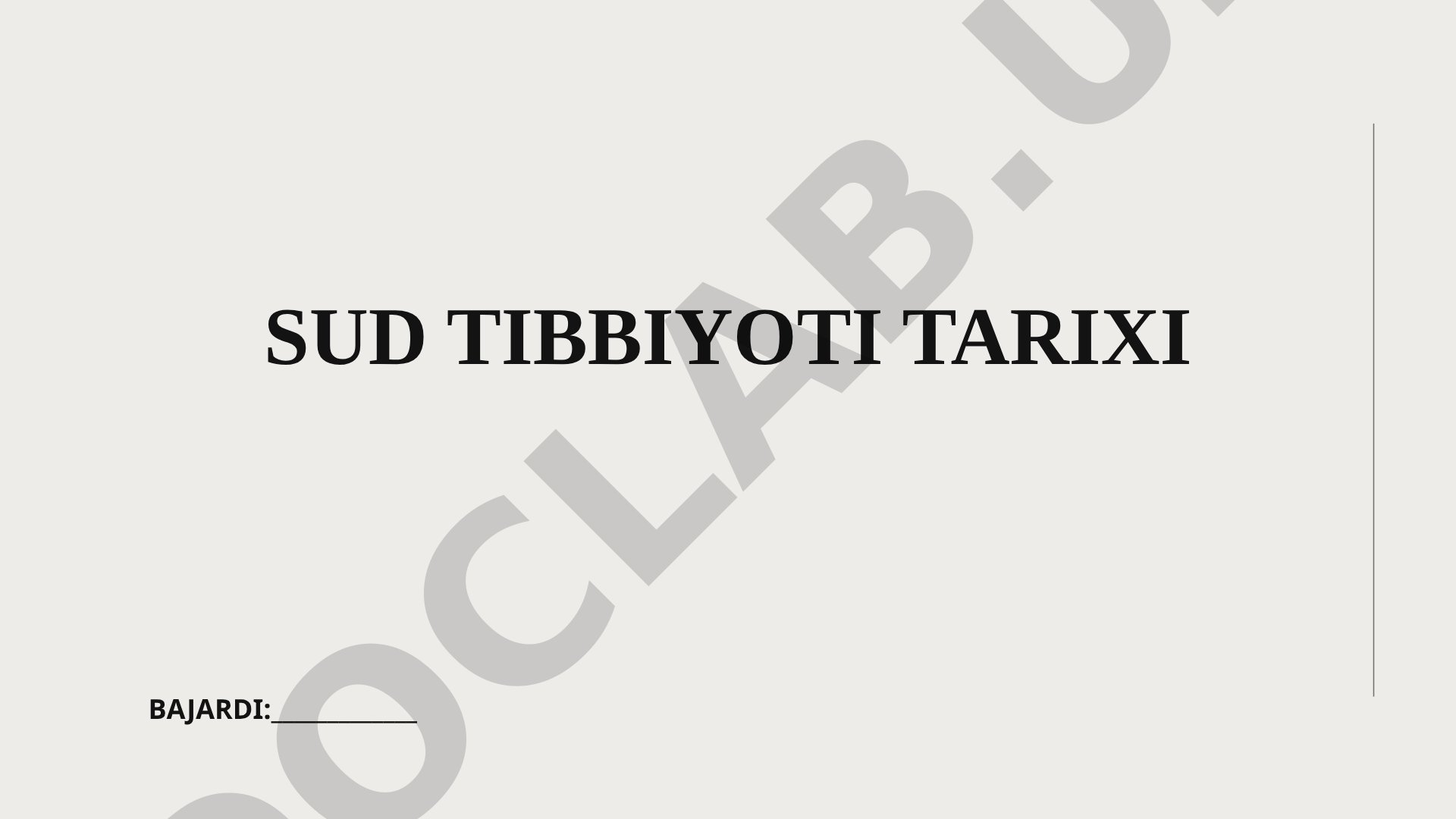 Sud tibbiyotining tarixi, tibbiy ekspertiza tushunchasi va dalillar haqida