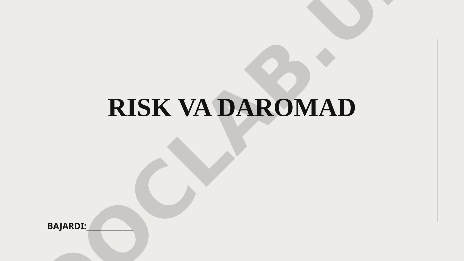 Risk va daromad tushunchalari, iqtisodiyotdagi ahamiyati va amaliyotda qo'llanilishi