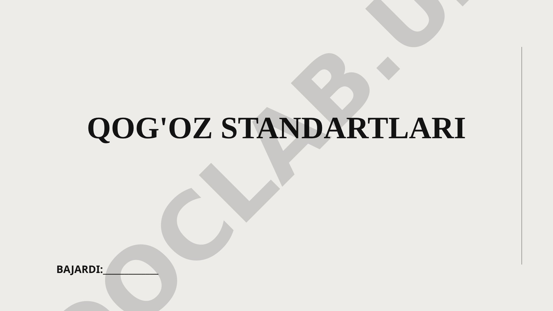 Qog'oz standartlari tushunchasi, turlari va xususiyatlari haqida umumiy ma'lumot berilgan