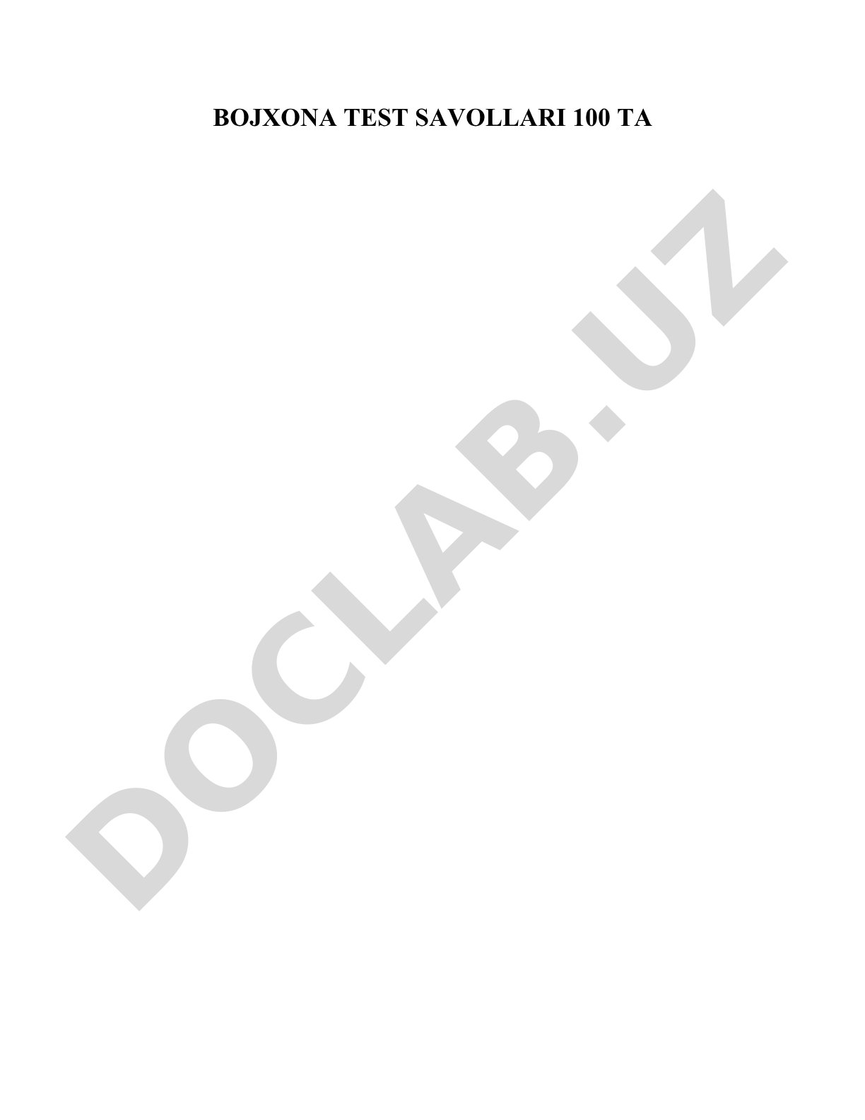 Bojxona test savollari 100 ta