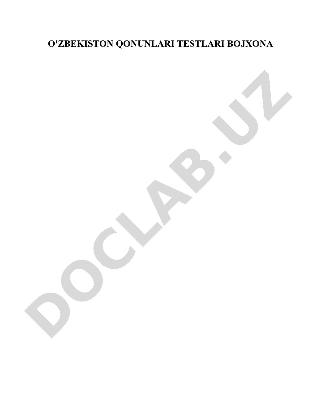 O'zbekiston qonunlari testlari bojxona
