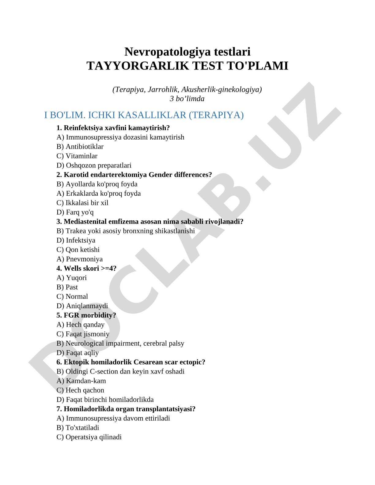 Nevropatologiya testlari