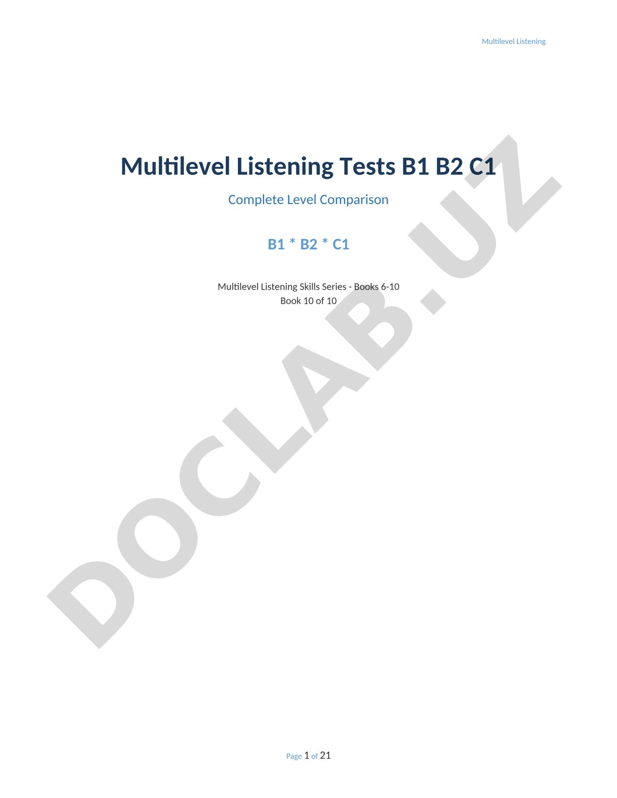 Multilevel Listening Tests B1 B2 C1 Complete Level Comparison