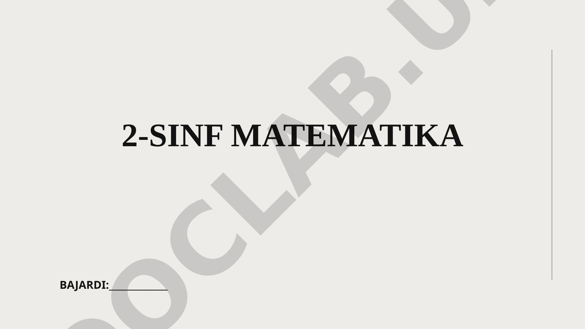 2-sinf matematika masalalari va tushunchalari haqida taqdimot
