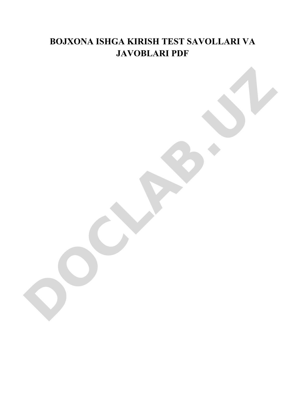 Bojxona ishga kirish test savollari va javoblari
