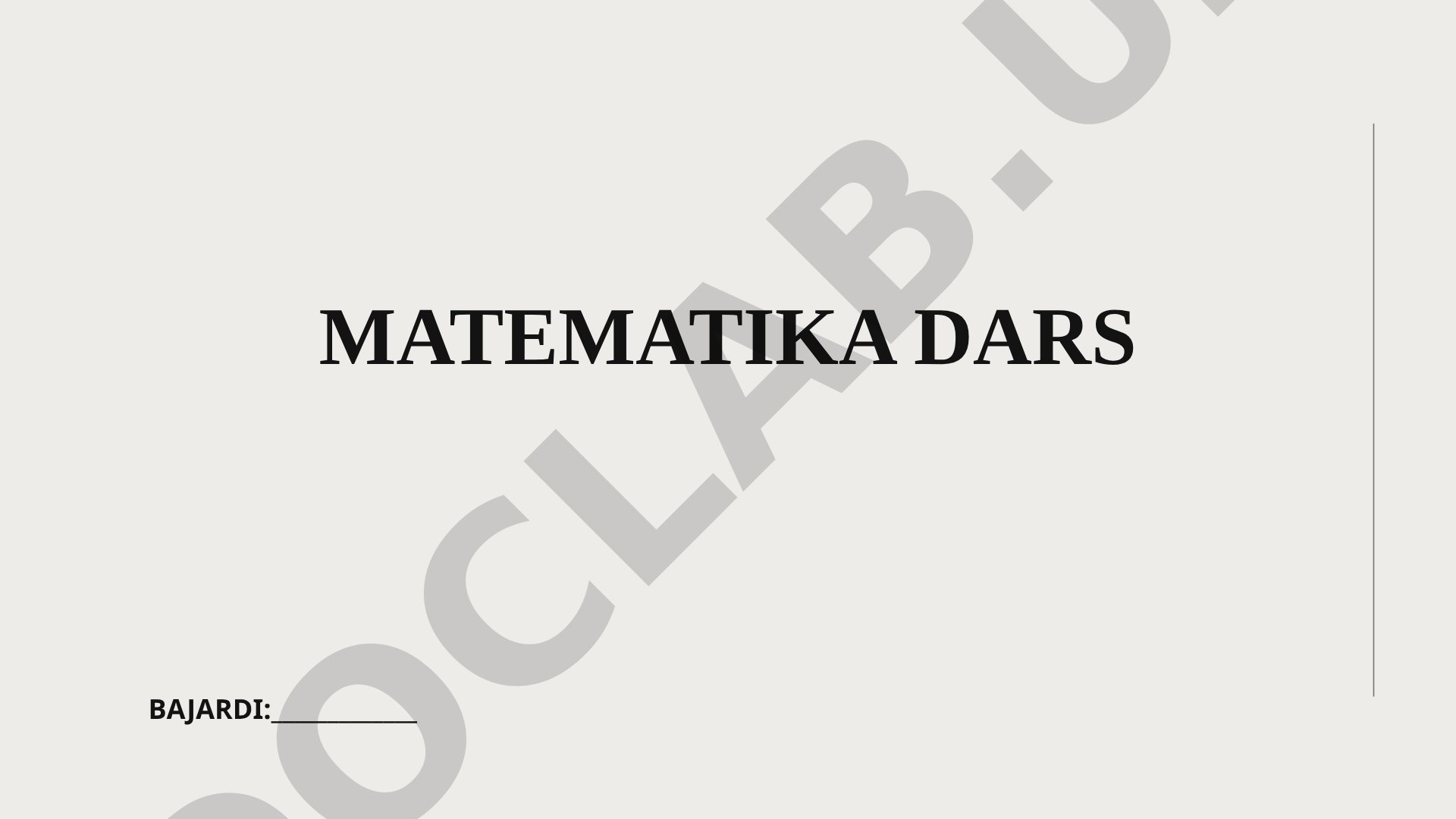 Boshlang'ich ta'limda matematika darslari