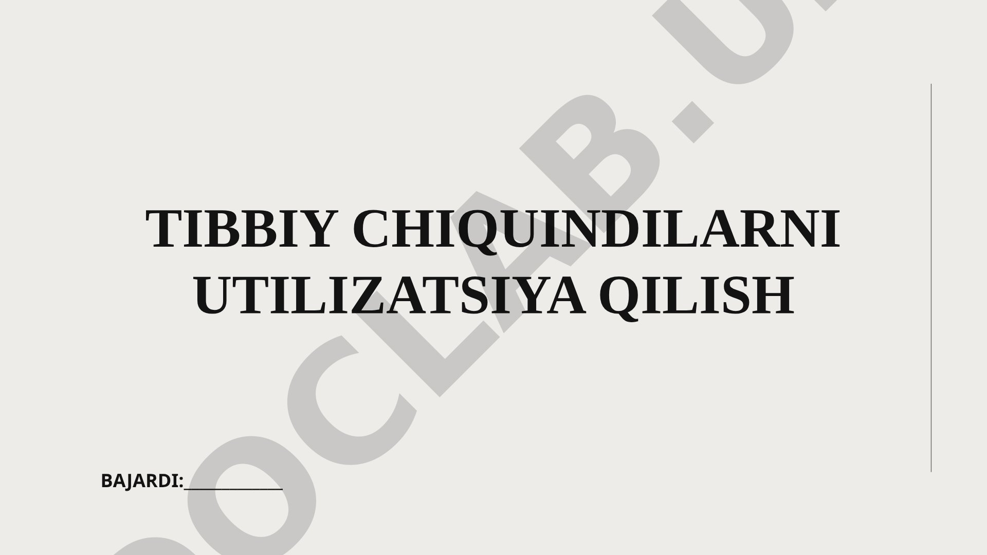 Tibbiy chiqindilarni utilizatsiya qilish