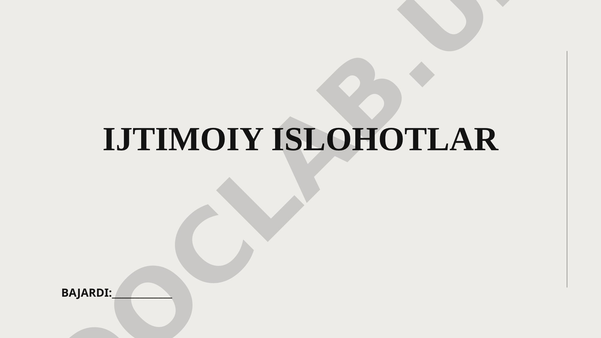 Ijtimoiy islohotlar maqsadi va sog'liqni saqlash sohasidagi o'zgarishlar