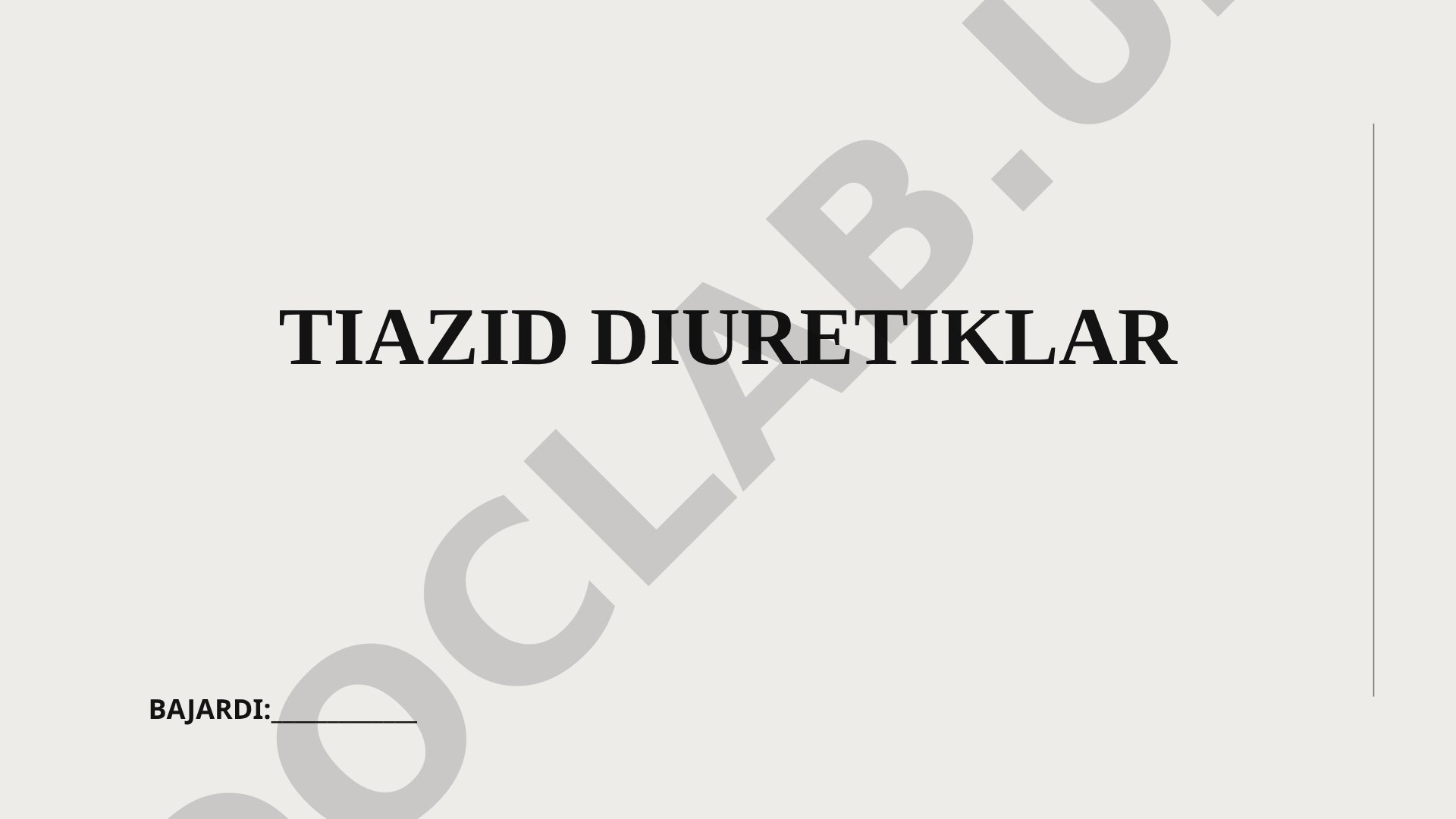 Tiazid diuretiklar haqida tushuncha, mexanizmi va qo'llanilishi