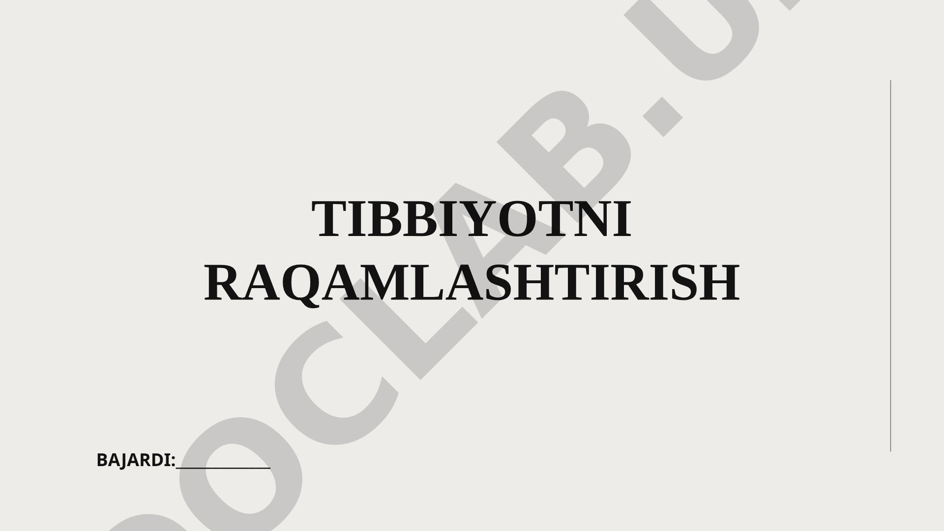 Raqamli tibbiyot va elektron tibbiy yozuvlar tizimlari haqida taqdimot