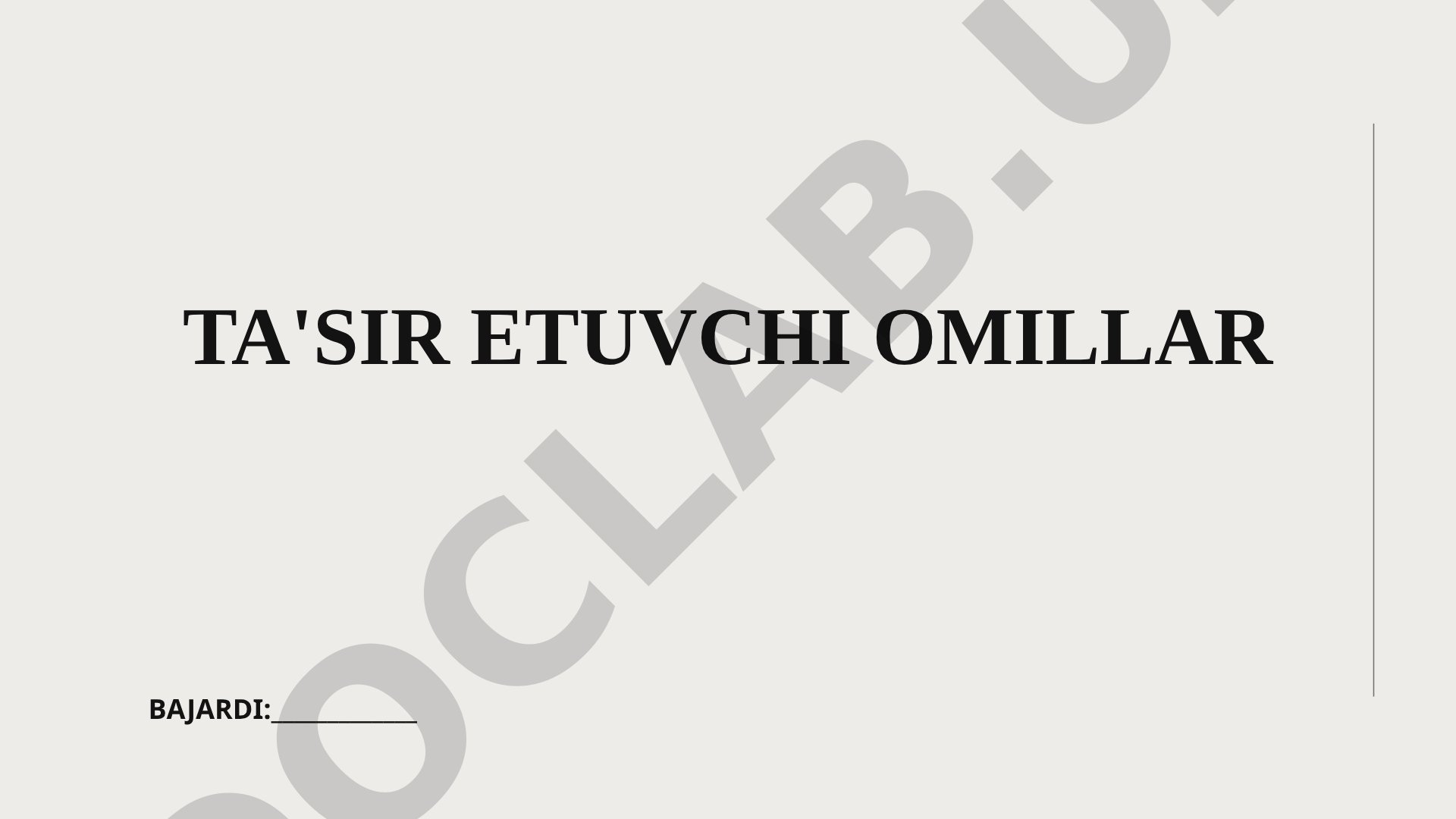 Reaksiya tezligiga ta'sir etuvchi omillar