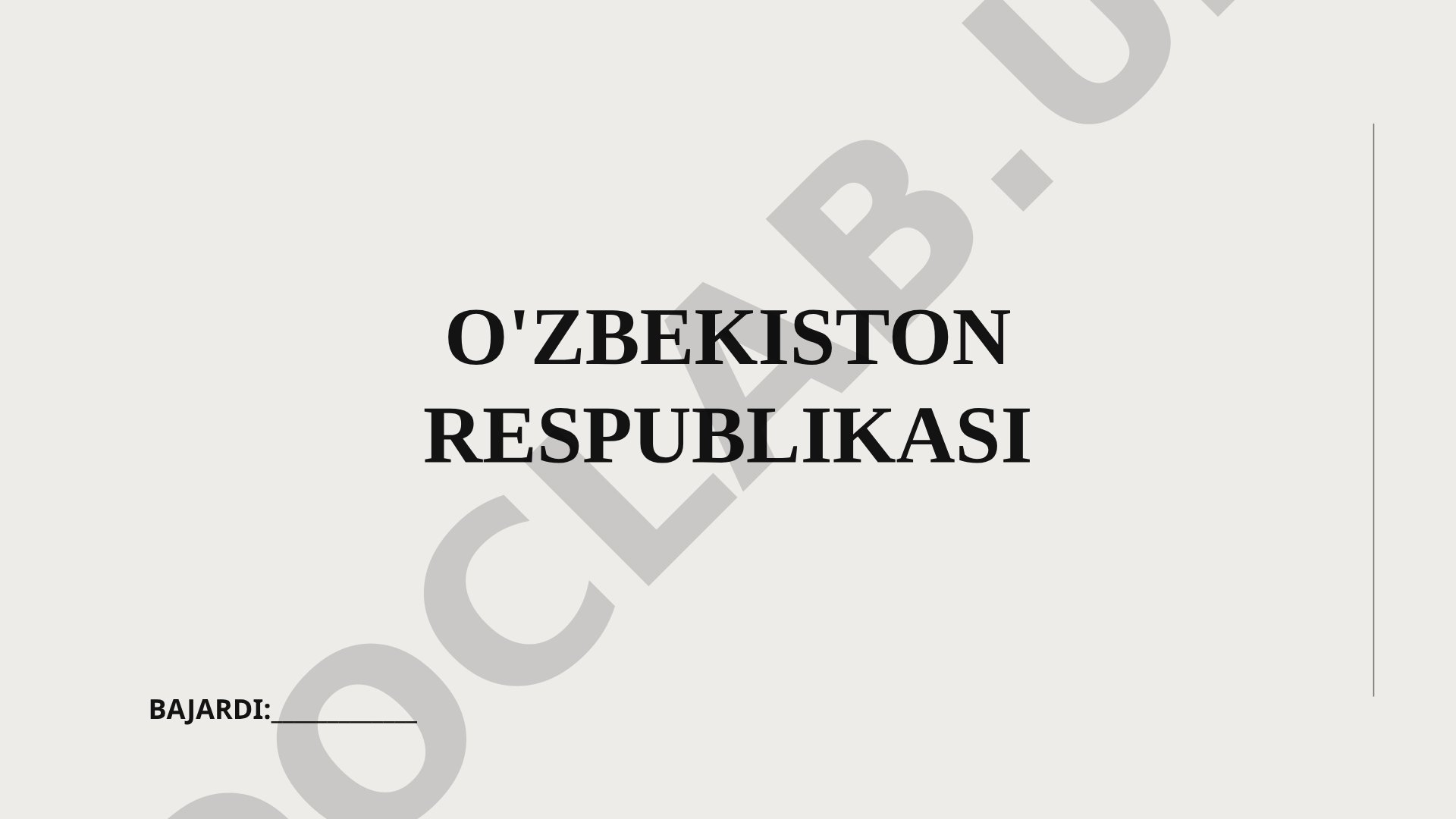O'zbekiston Respublikasi umumiy ma'lumot