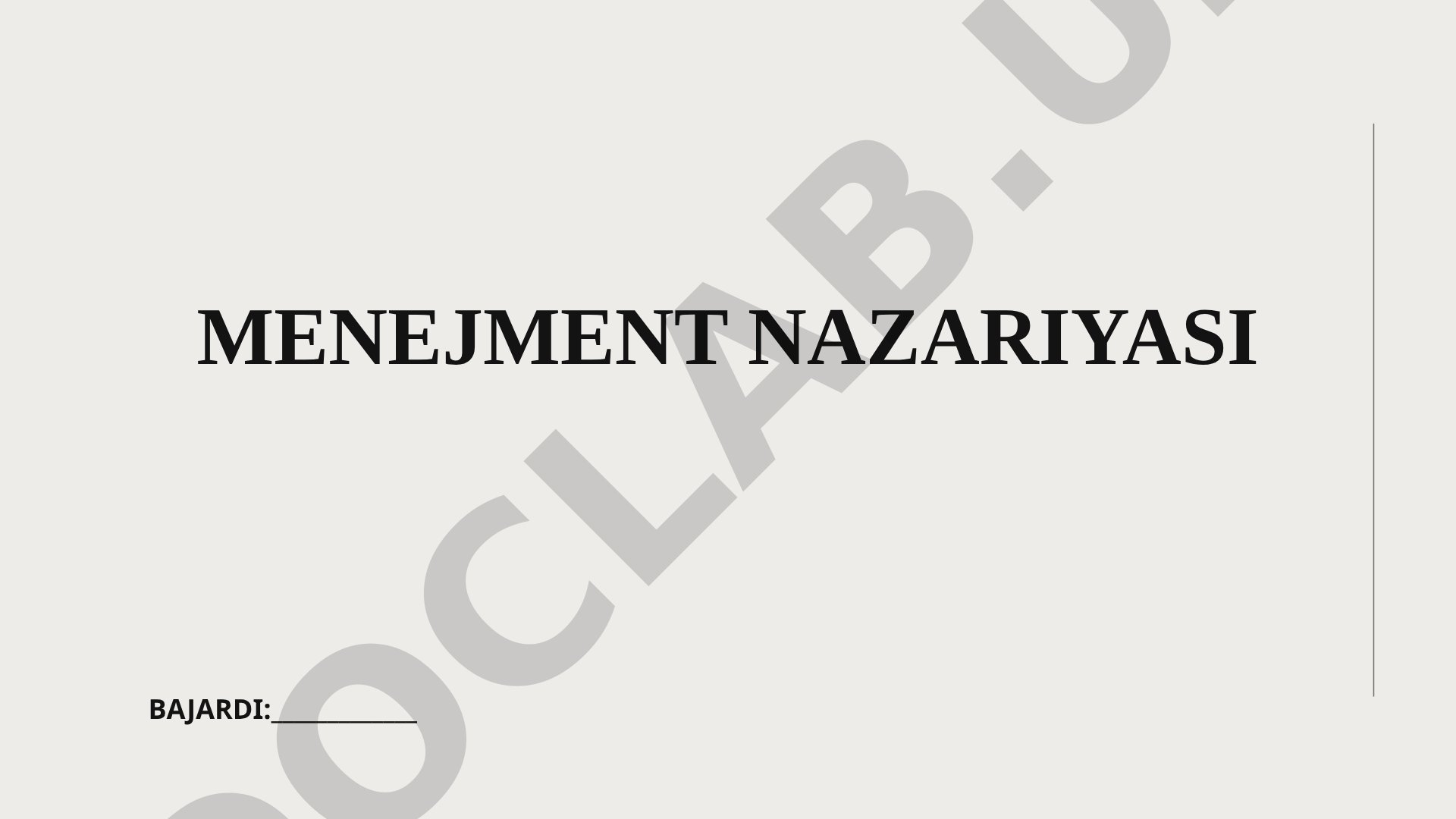 Menejment nazariyasi — boshqaruv fanining nazariy asoslari