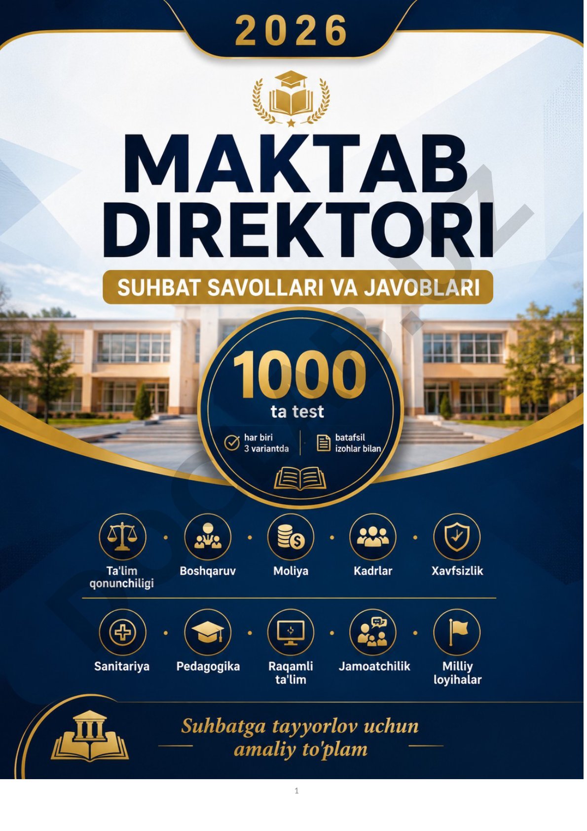 Maktab direktorlari uchun 1000 test savollari