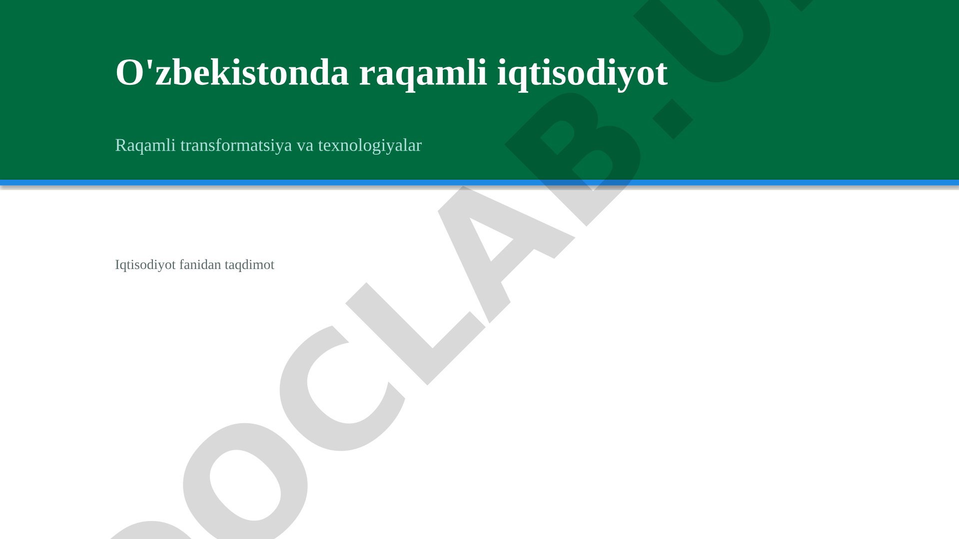 Taqdimot O'zbekistonda raqamli iqtisodiyot strategiyasi, IT Park, e-hukumat va fintech
