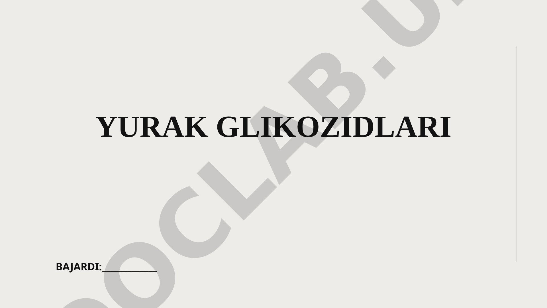 Yurak glikozidlari mavzusidagi taqdimot: tushunchasi, turlari va qo'llanilishi