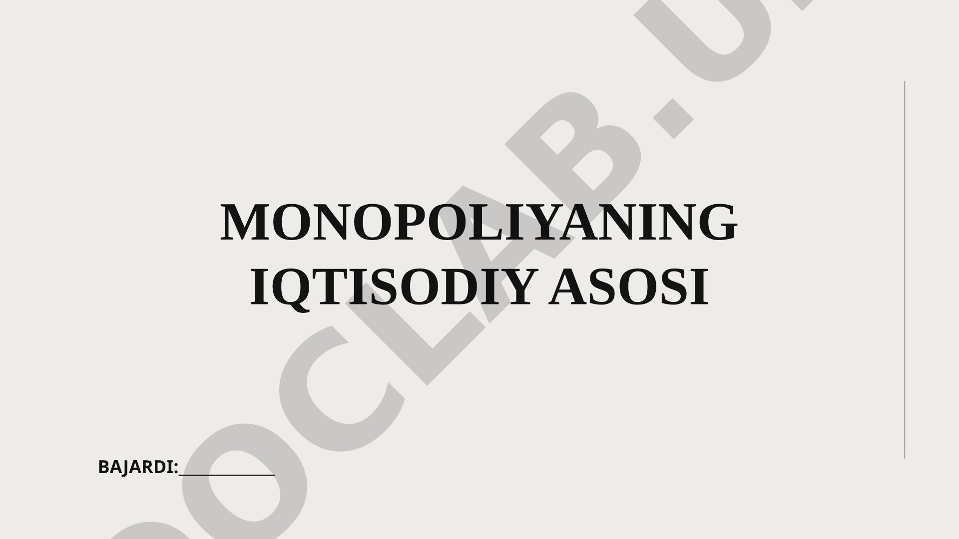 Monopoliya tushunchasi, turlari, narx belgilash va bozor nazorati tahlil qilingan