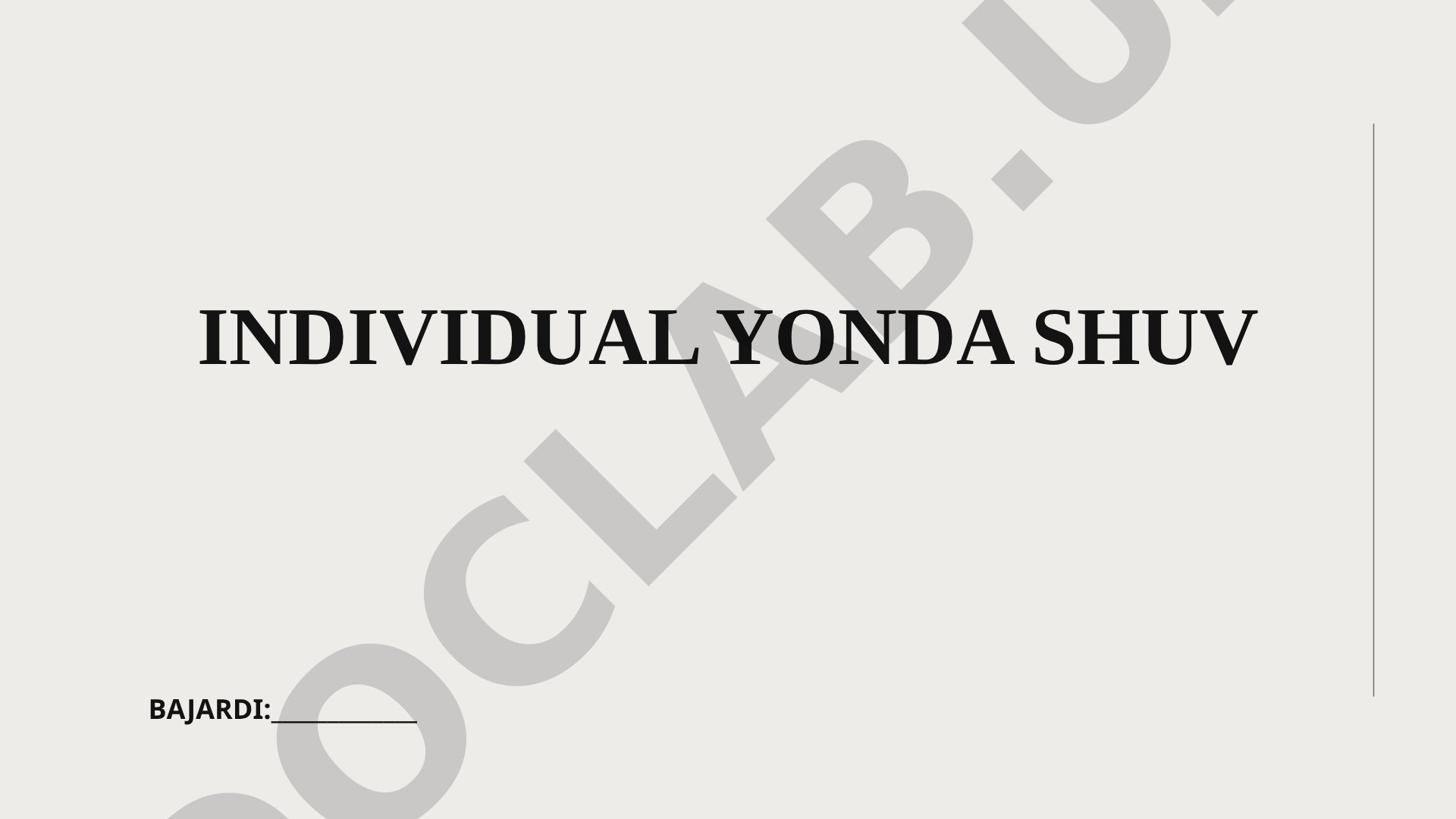 Individual yondashuv tushunchasi, tamoyillari va amaliyotdagi ahamiyati yoritilgan