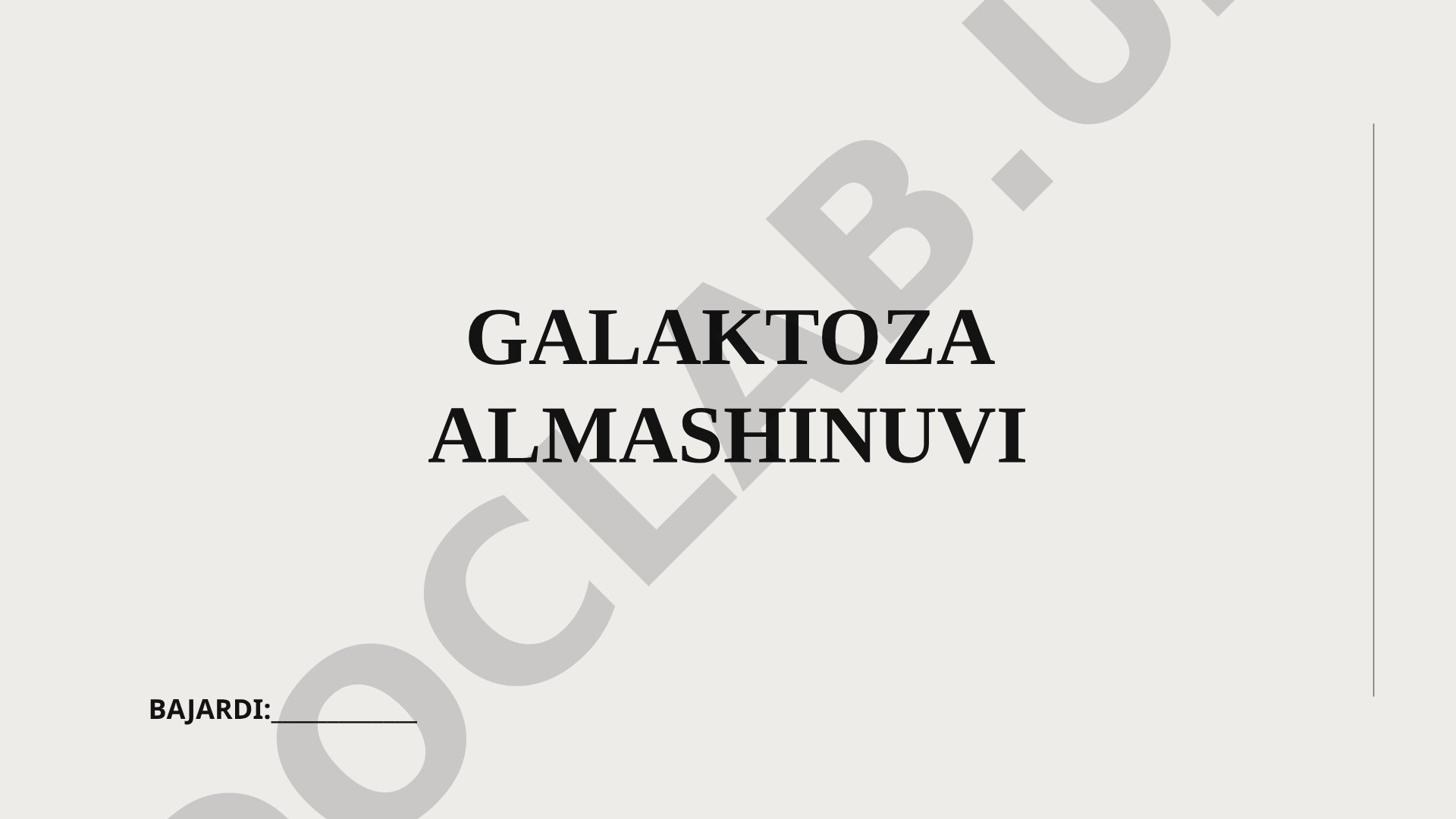 Galaktoza almashinuvi metabolik jarayonlari va uning amaliy ahamiyati