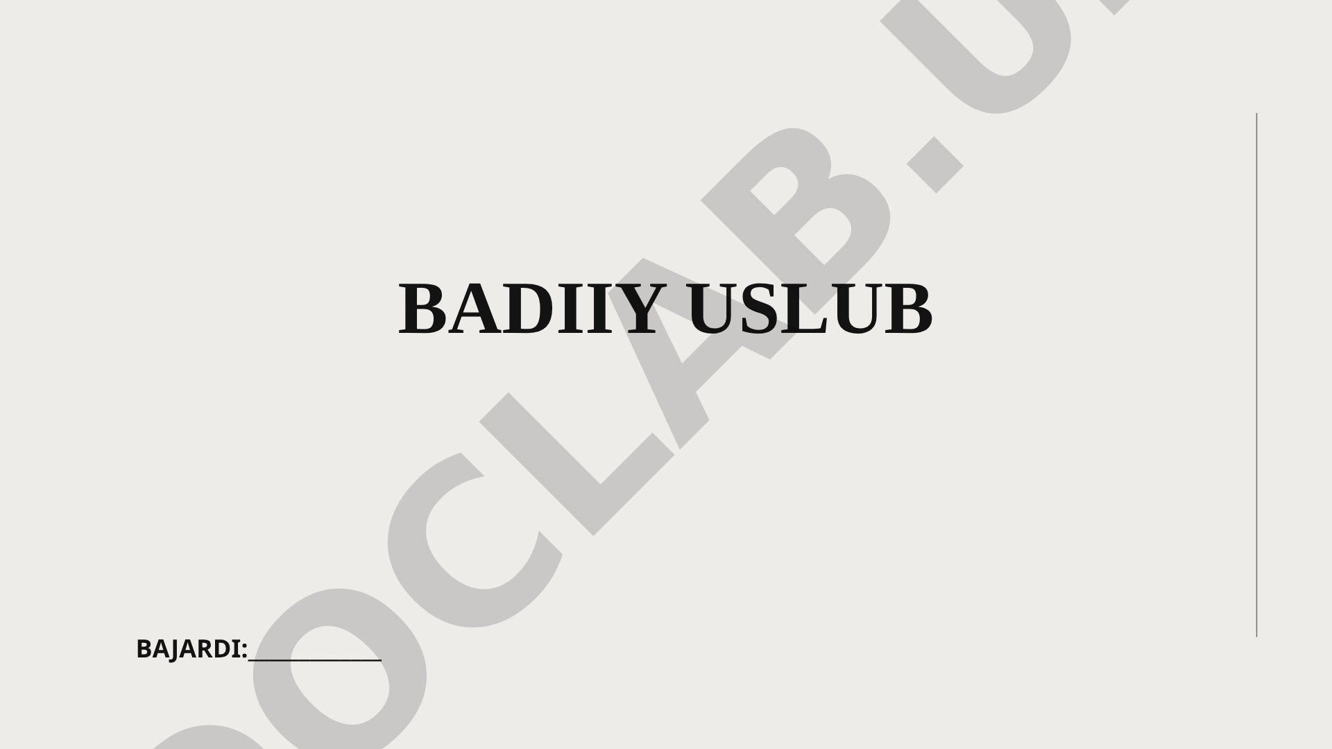 Badiiy uslub tushunchasi, badiiy til va ularning qo'llanilishi