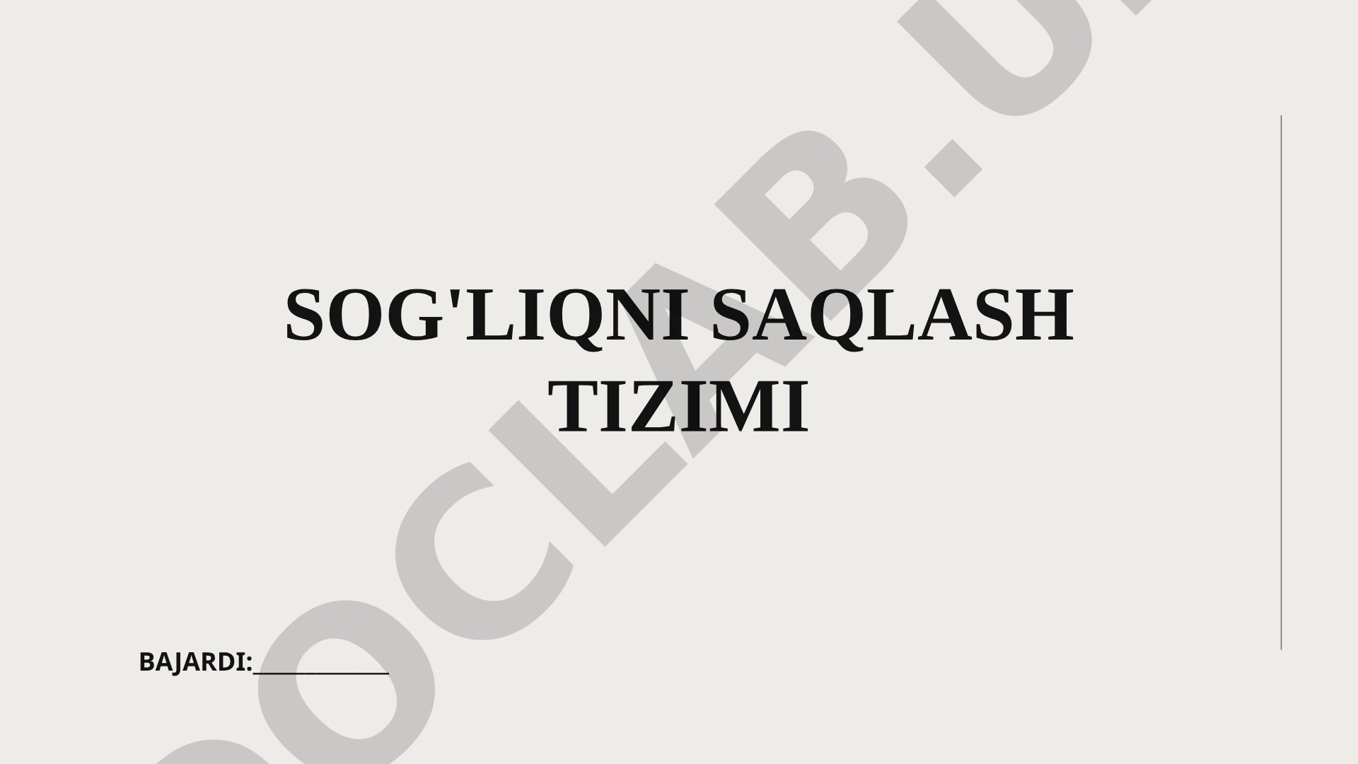 Sog'liqni saqlash tizimi tushunchasi va tibbiyot muassasalari turlari