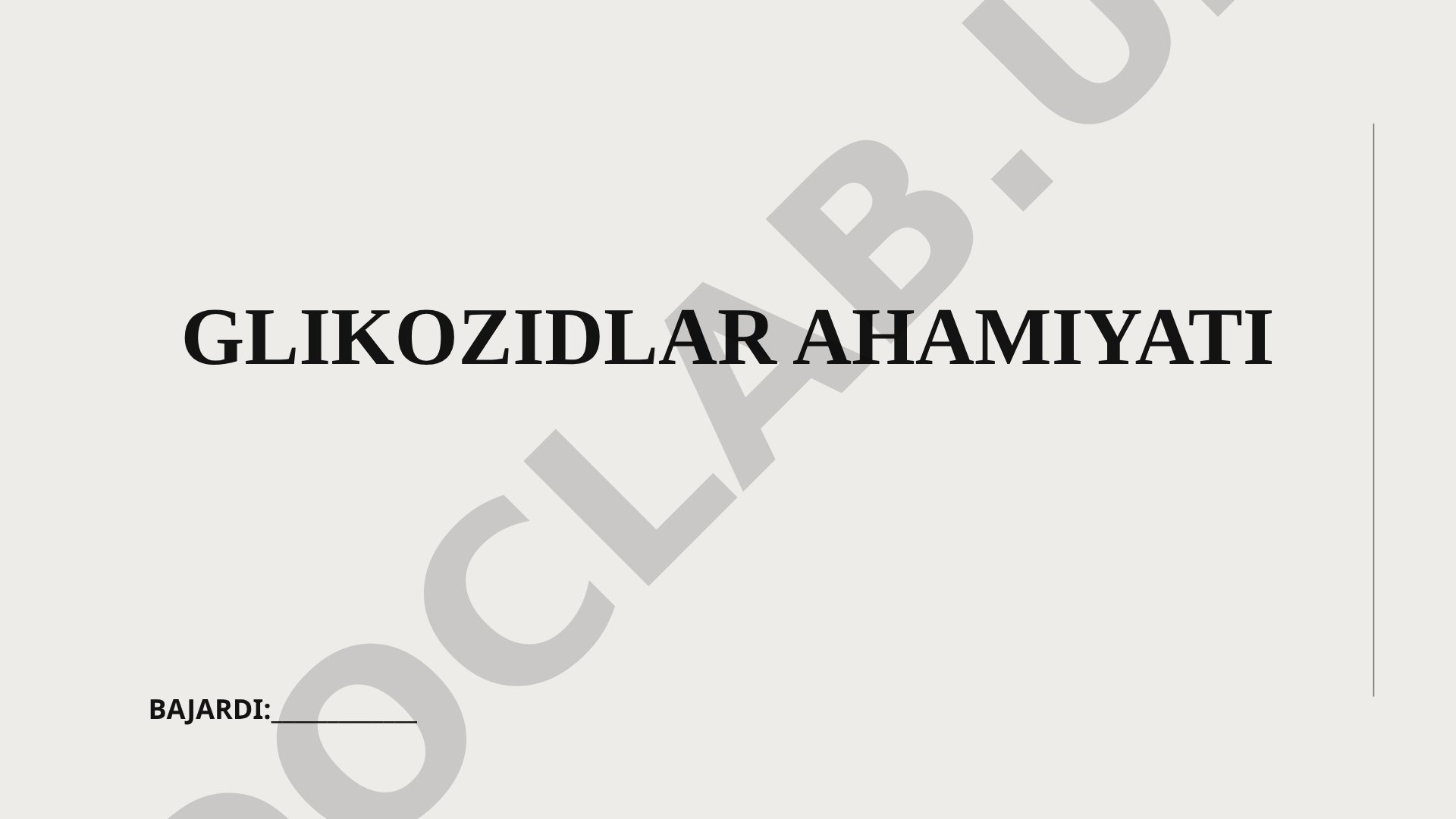 Yurak glikozidlari tibbiyotda yurak kasalliklarini davolashda qo'llanilishi haqida