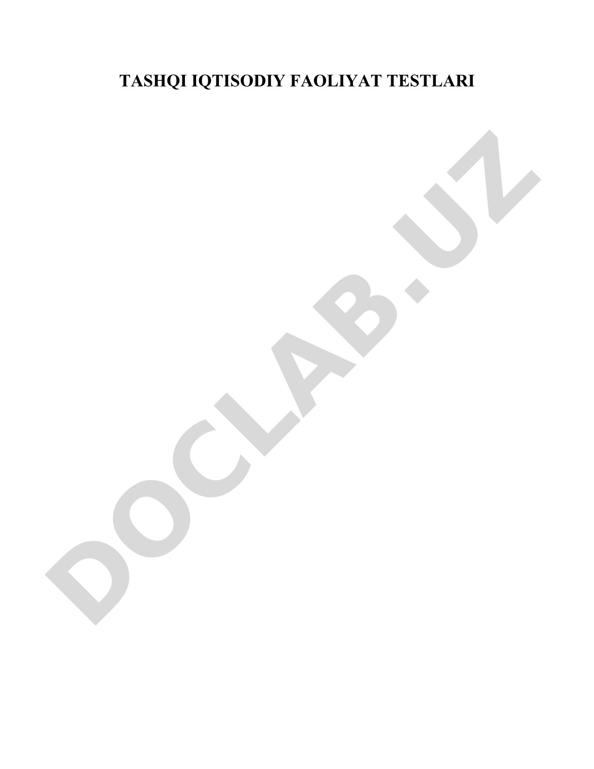 Tashqi iqtisodiy faoliyat testlari