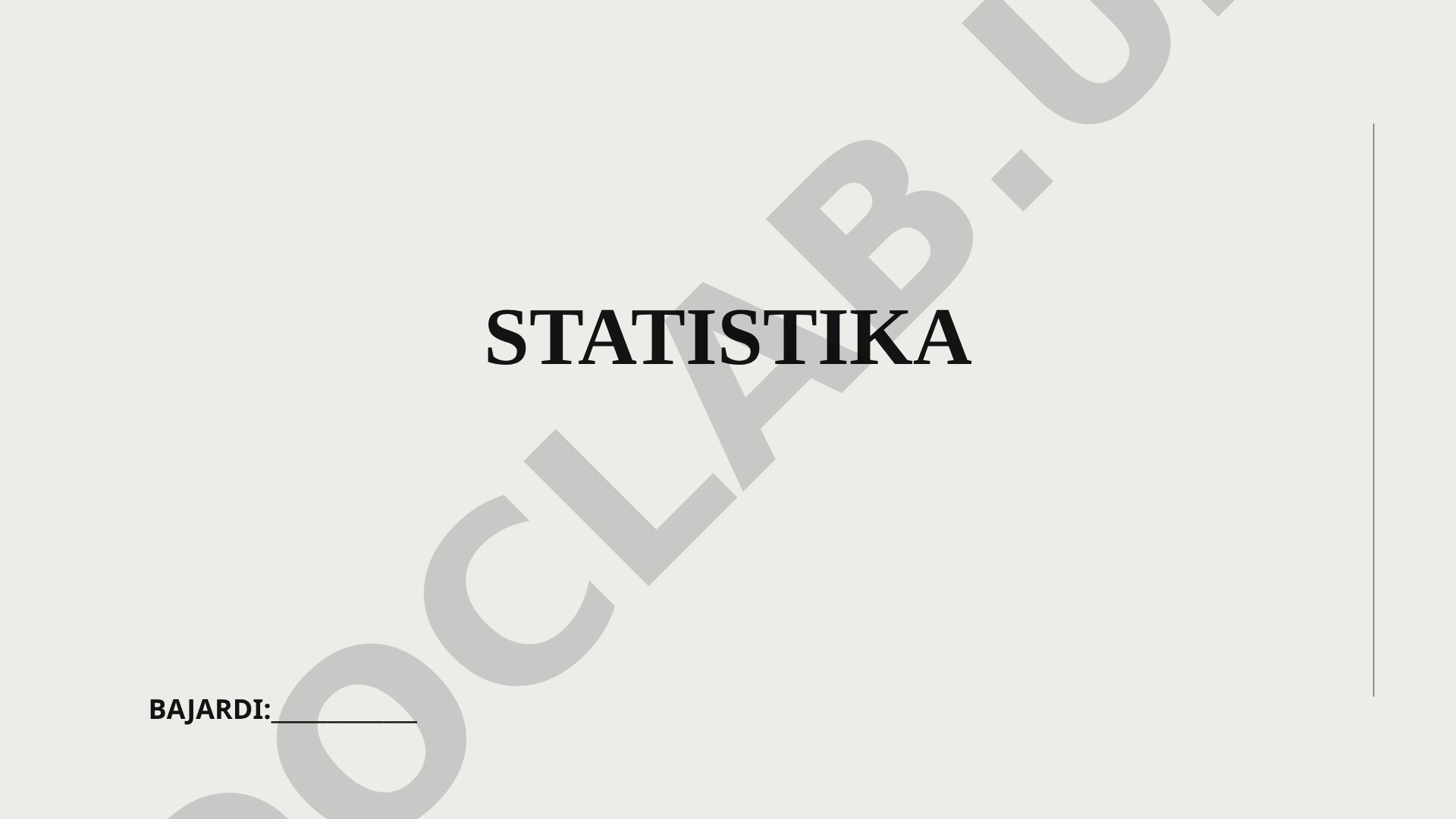 Statistika haqida taqdimot: ma'lumotlarni yig'ish, tahlil qilish va tushuntirish