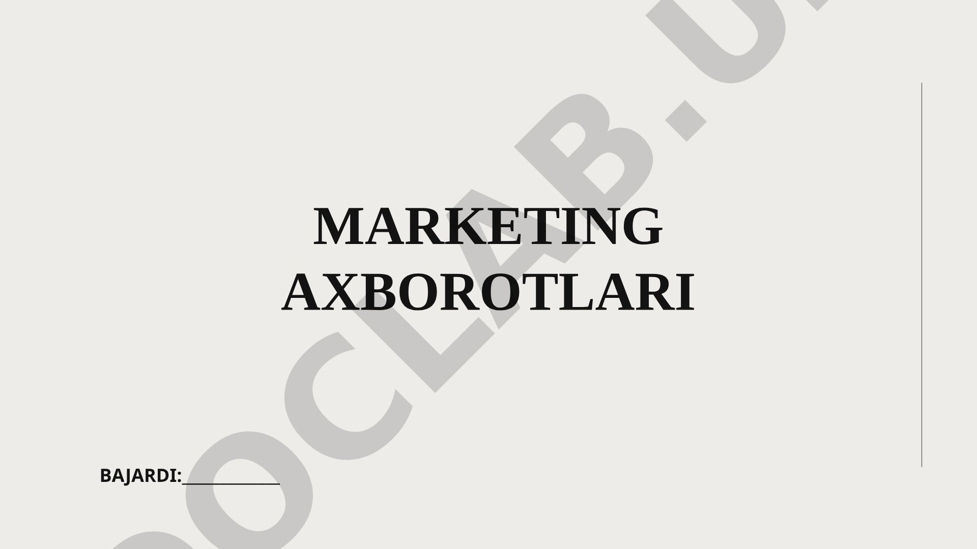 Marketing axborotlari tizimlari va ma'lumotlarni yig'ish hamda tahlil qilish haqida