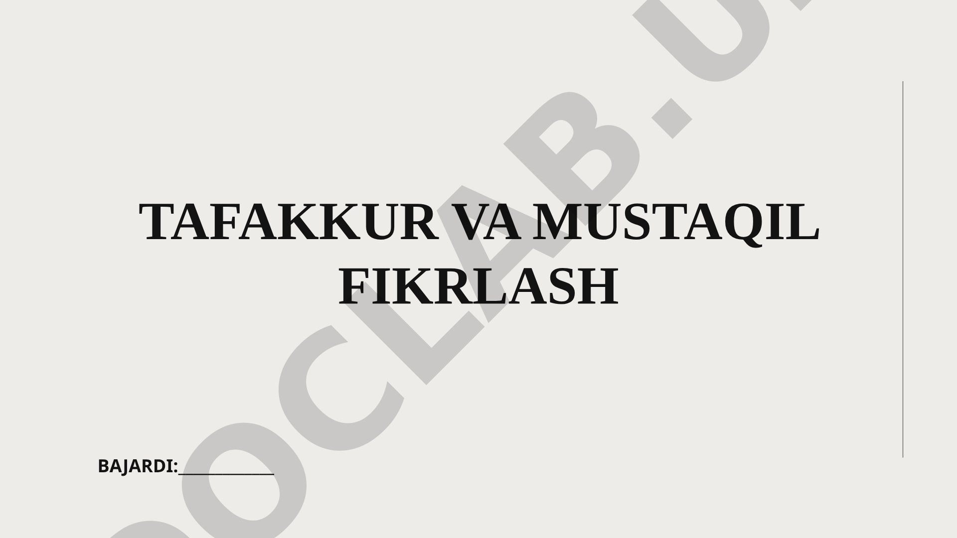 Tafakkur va mustaqil fikrlash