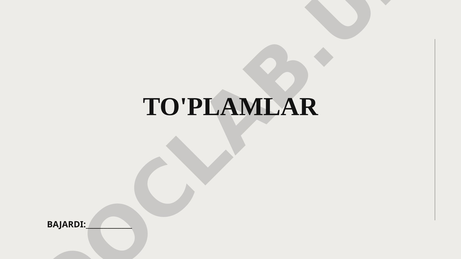 To'plam tushunchasi va turlari