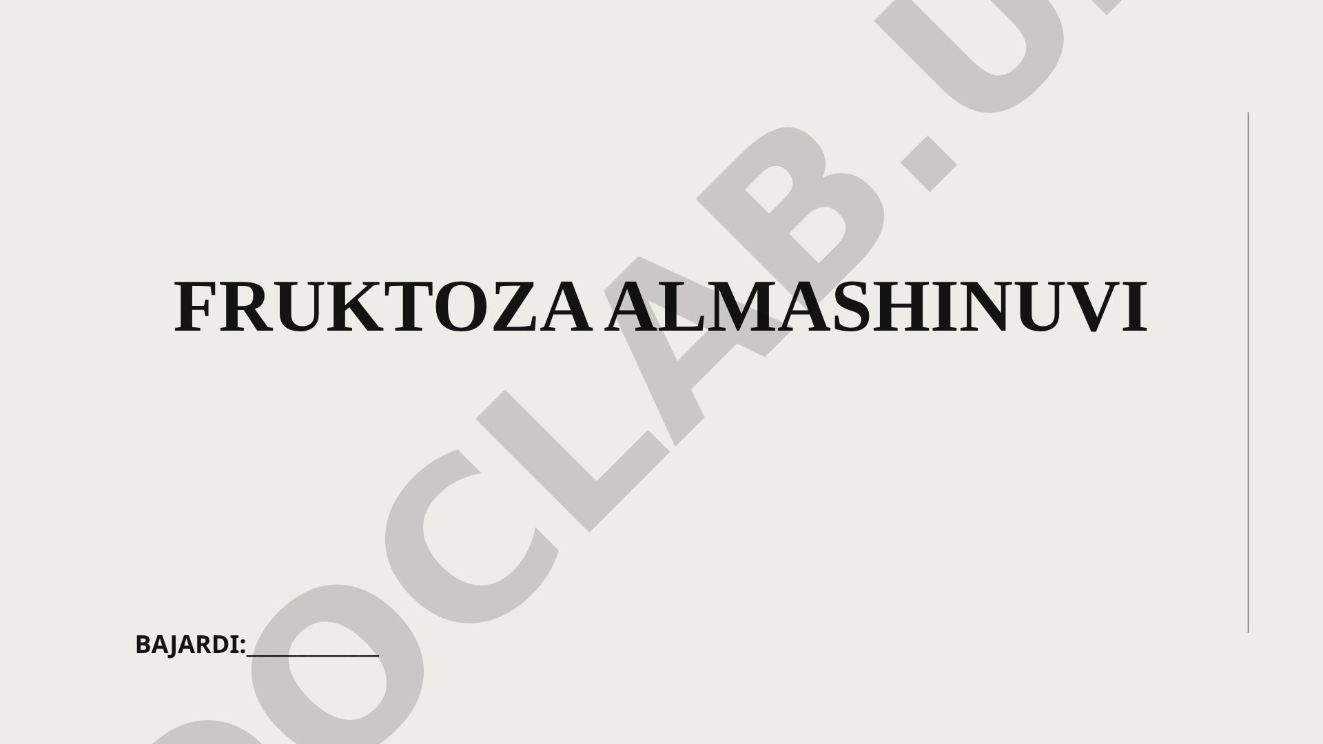 Fruktoza almashinuvining metabolik jarayonlari haqida taqdimot
