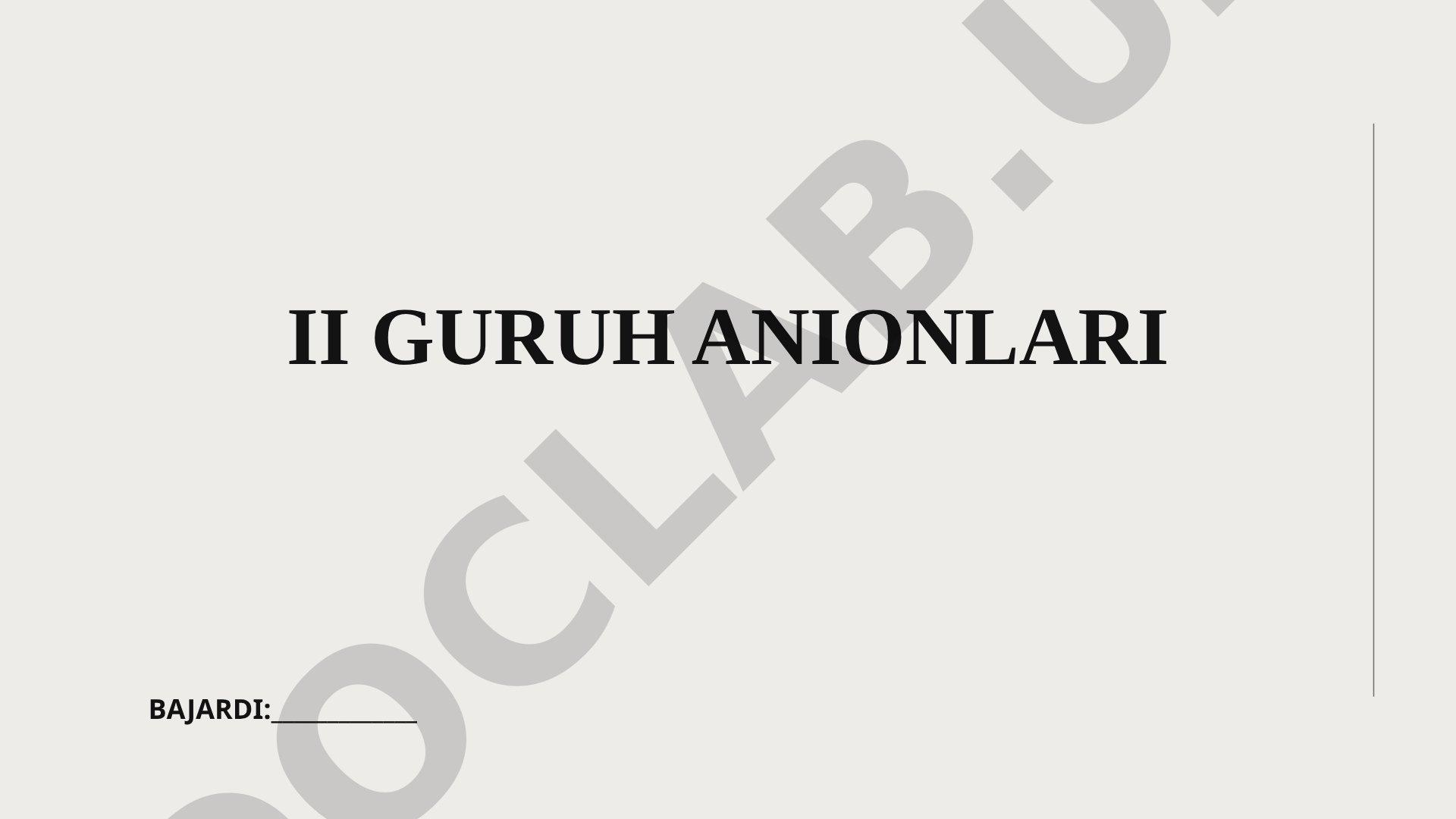 II guruh anionlariga sulfat, nitrat, karbonat, sulfit, fosfat va silikat kiradi
